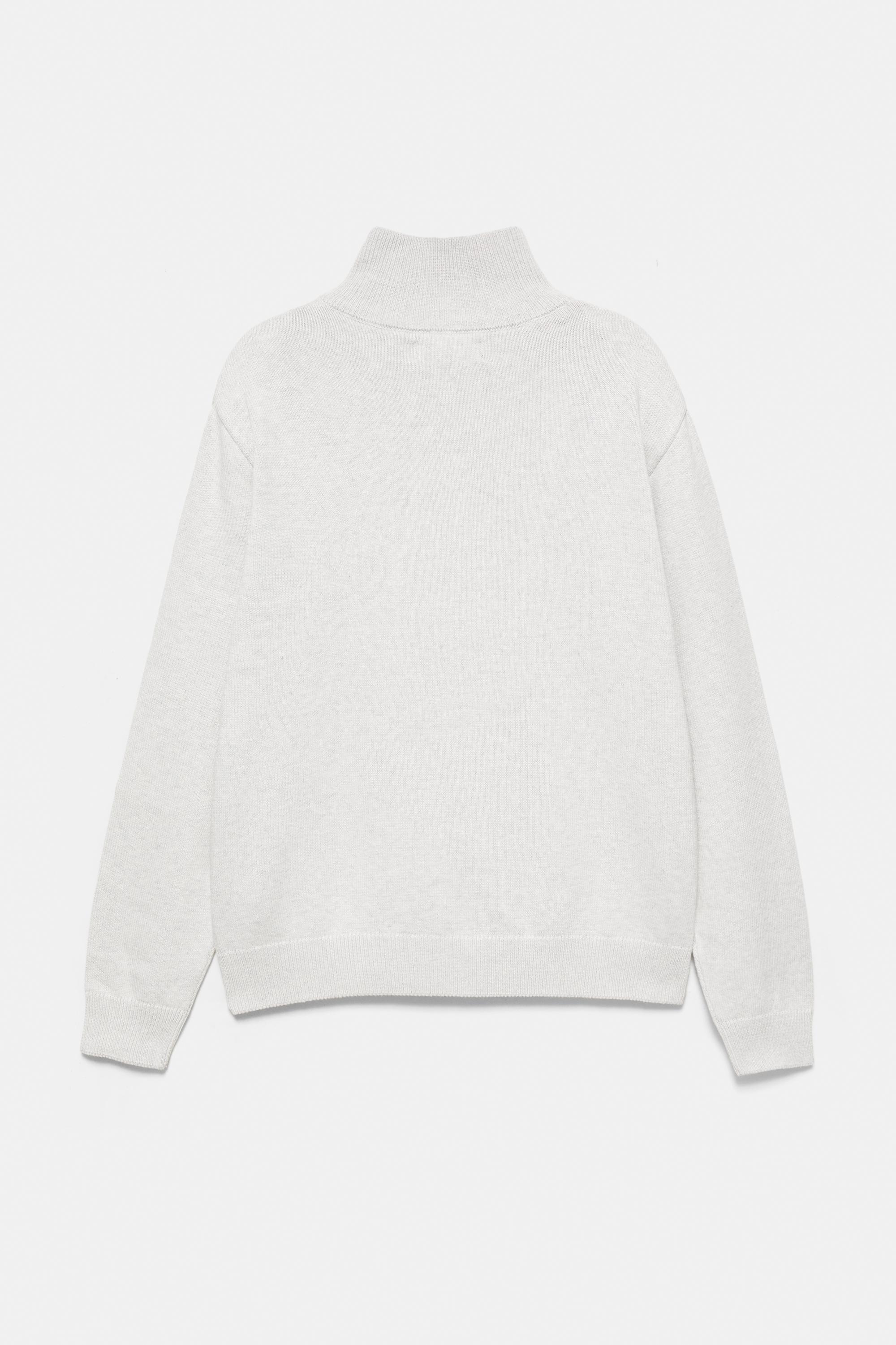 Embroidered quarter-zip sweatshirt — Grey marl