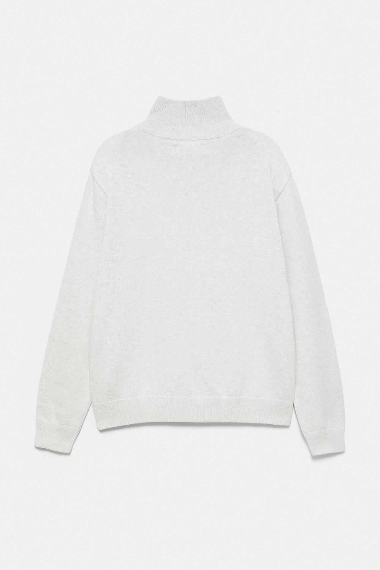 Embroidered quarter-zip jumper — Grey marl