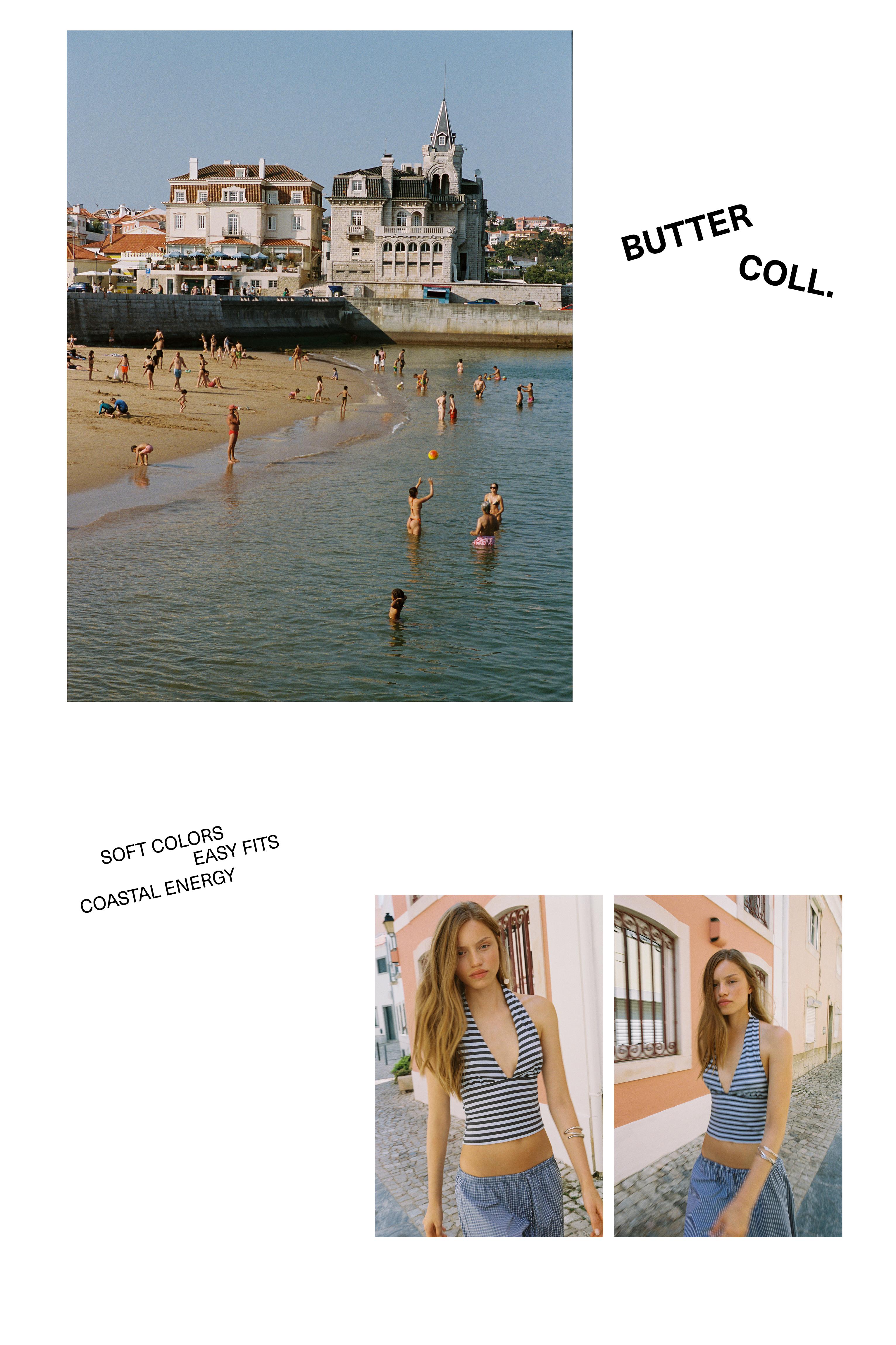 Striped halter top — Bluish grey
