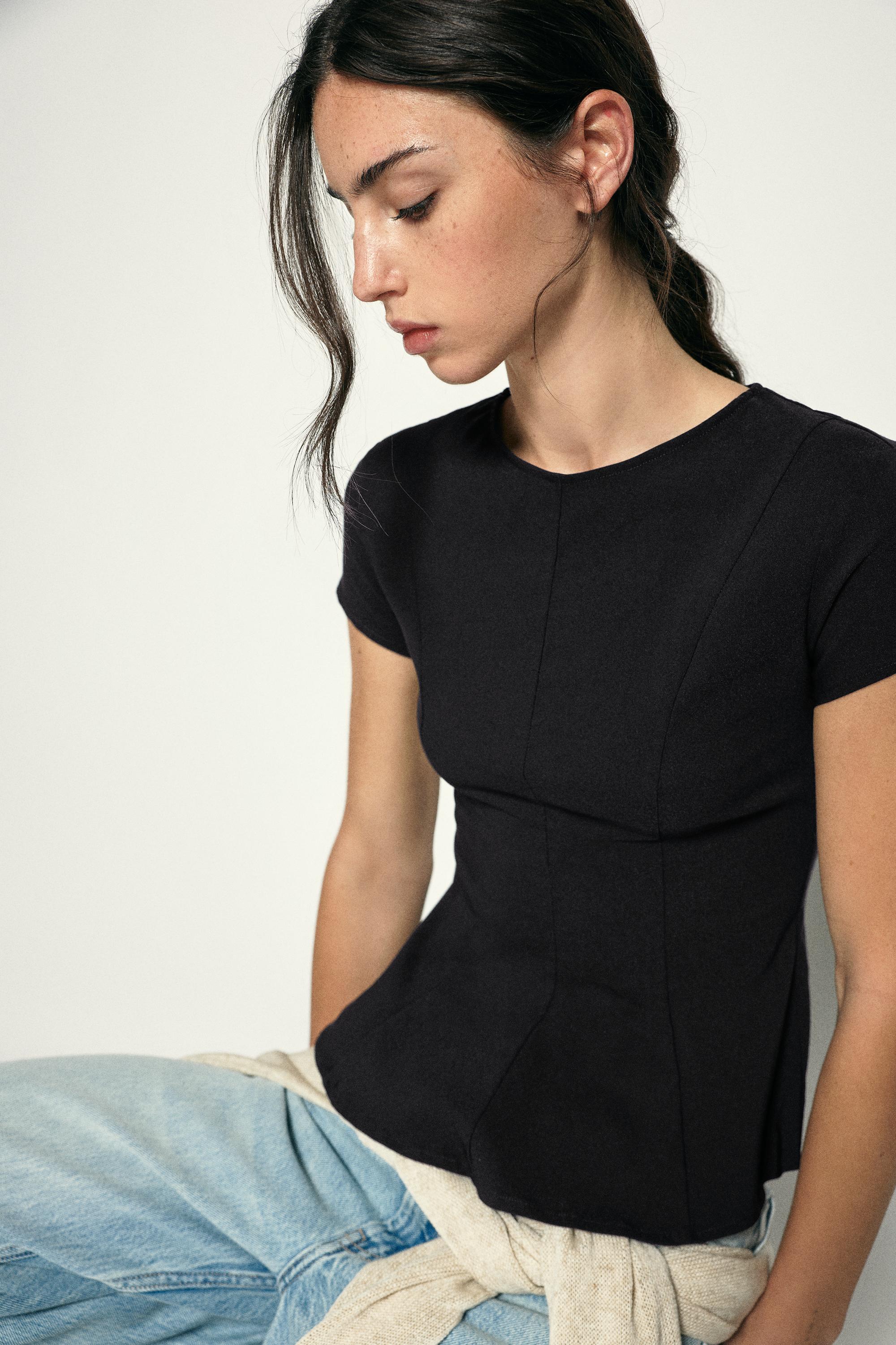 Peplum top — Black