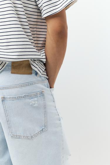 Straight-leg denim Bermuda shorts — Pale blue 5