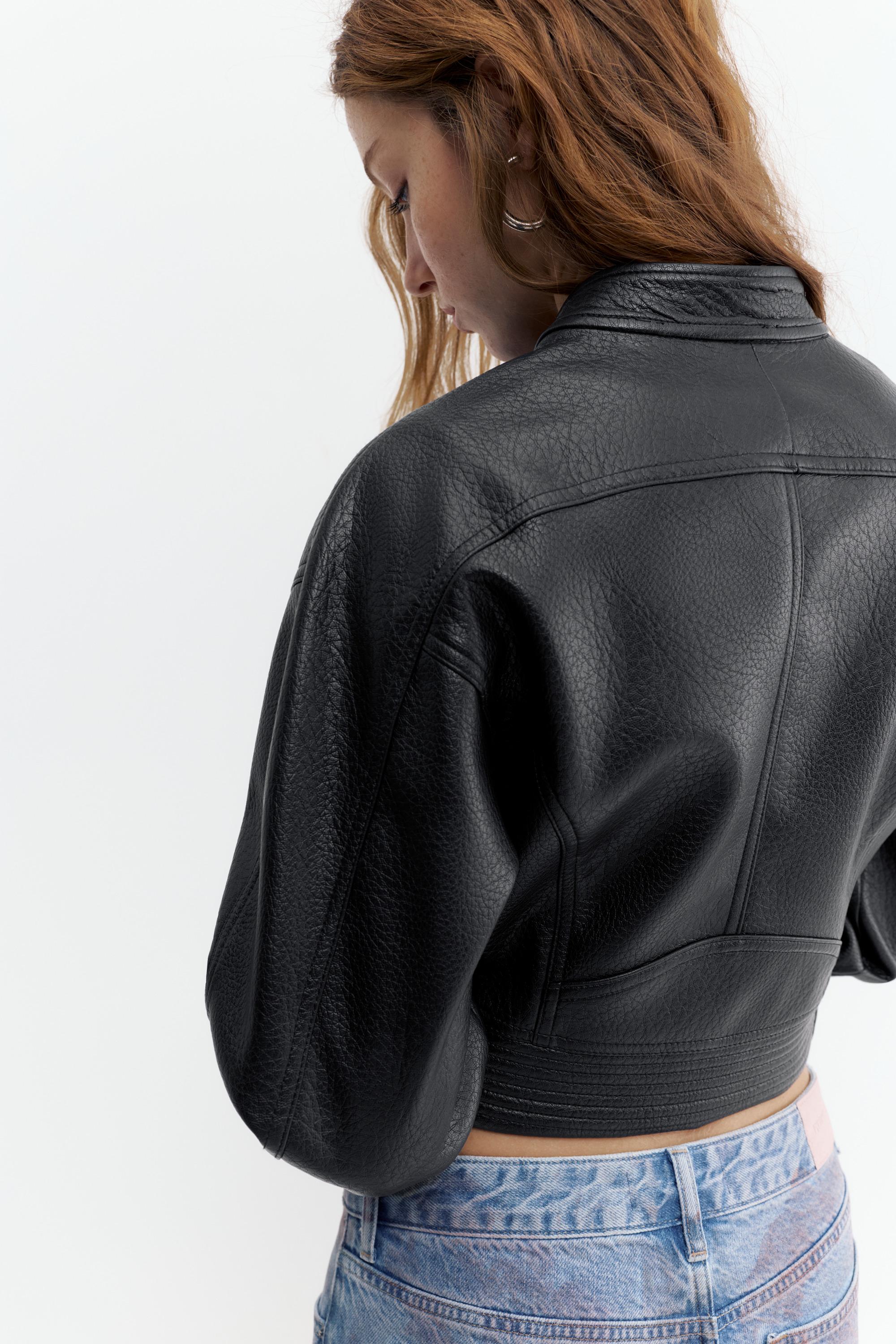 Suni deri biker ceket - Görsel 8