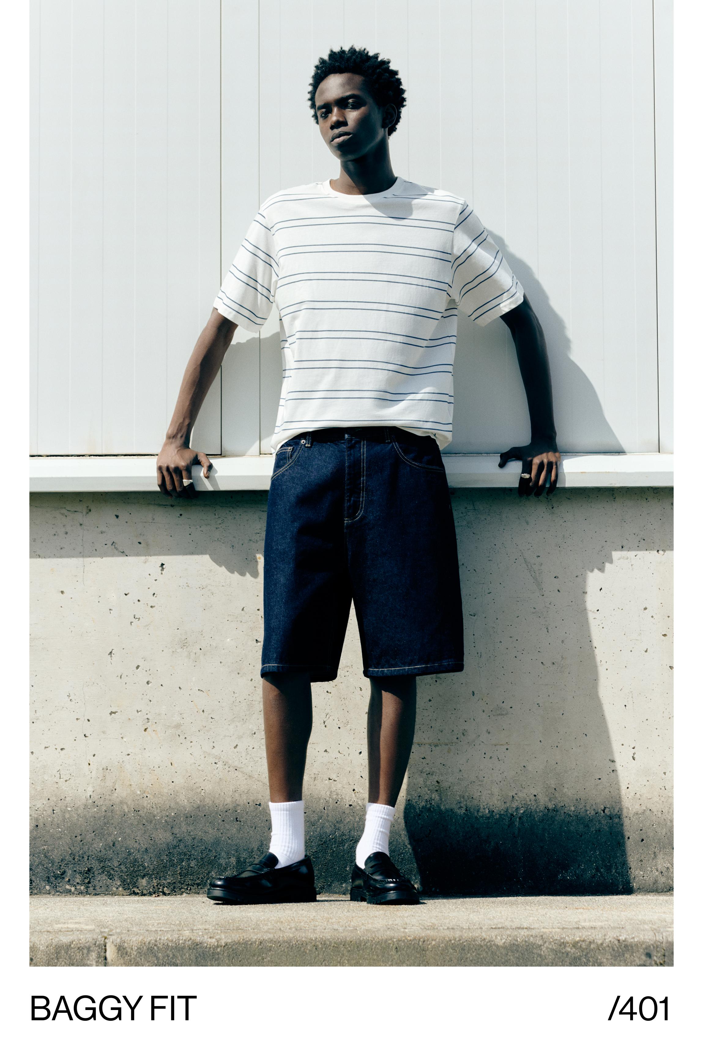 Baggy denim Bermuda shorts — Navy