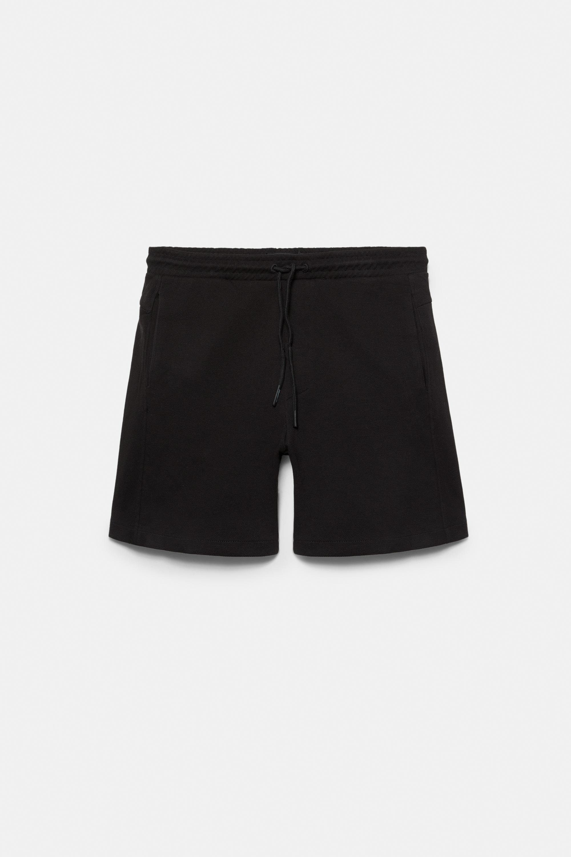 Piqué jogger Bermuda shorts — Black