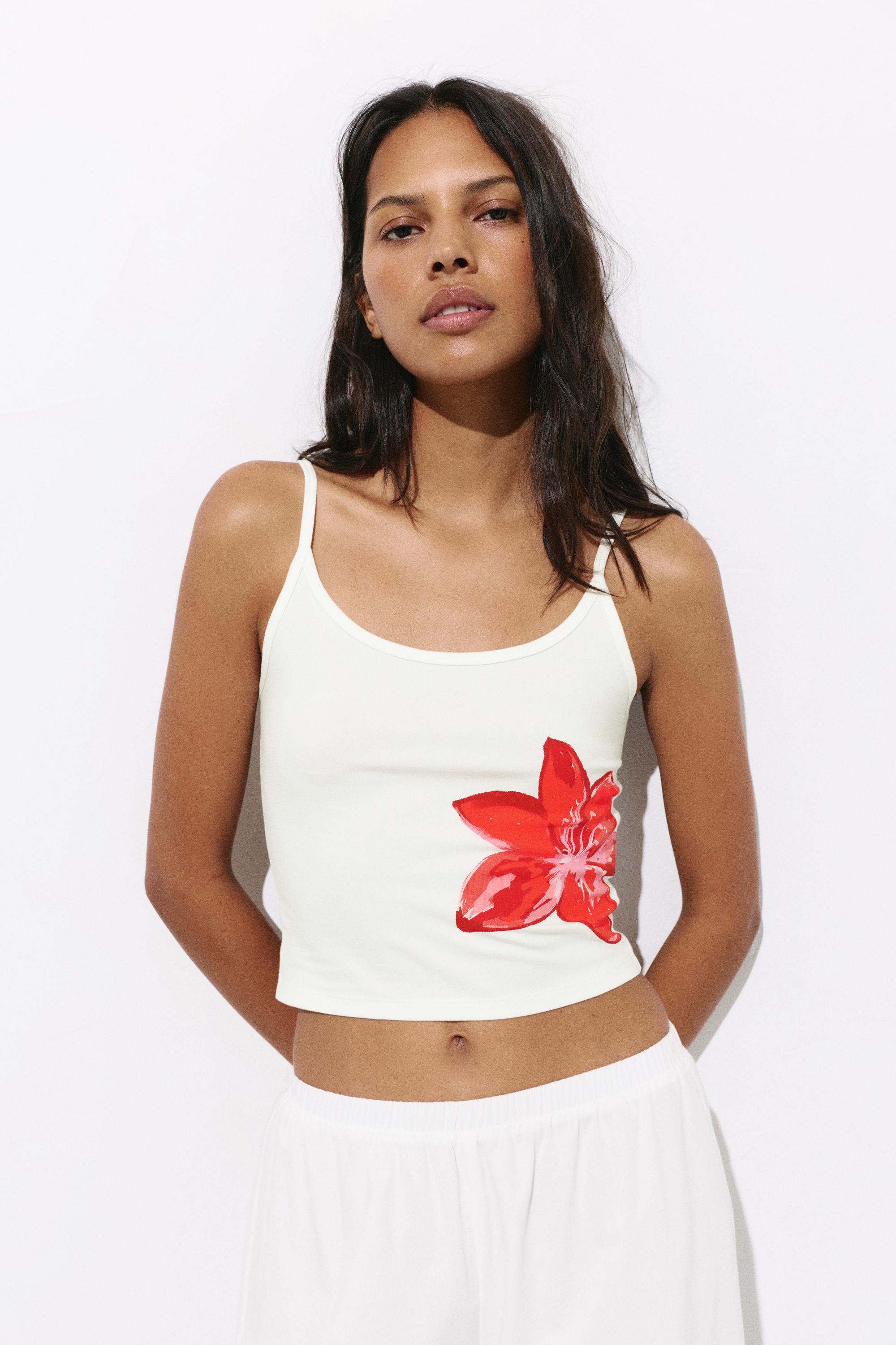 Pull&Bear Hibiskus çiçekli askılı top görsel 4