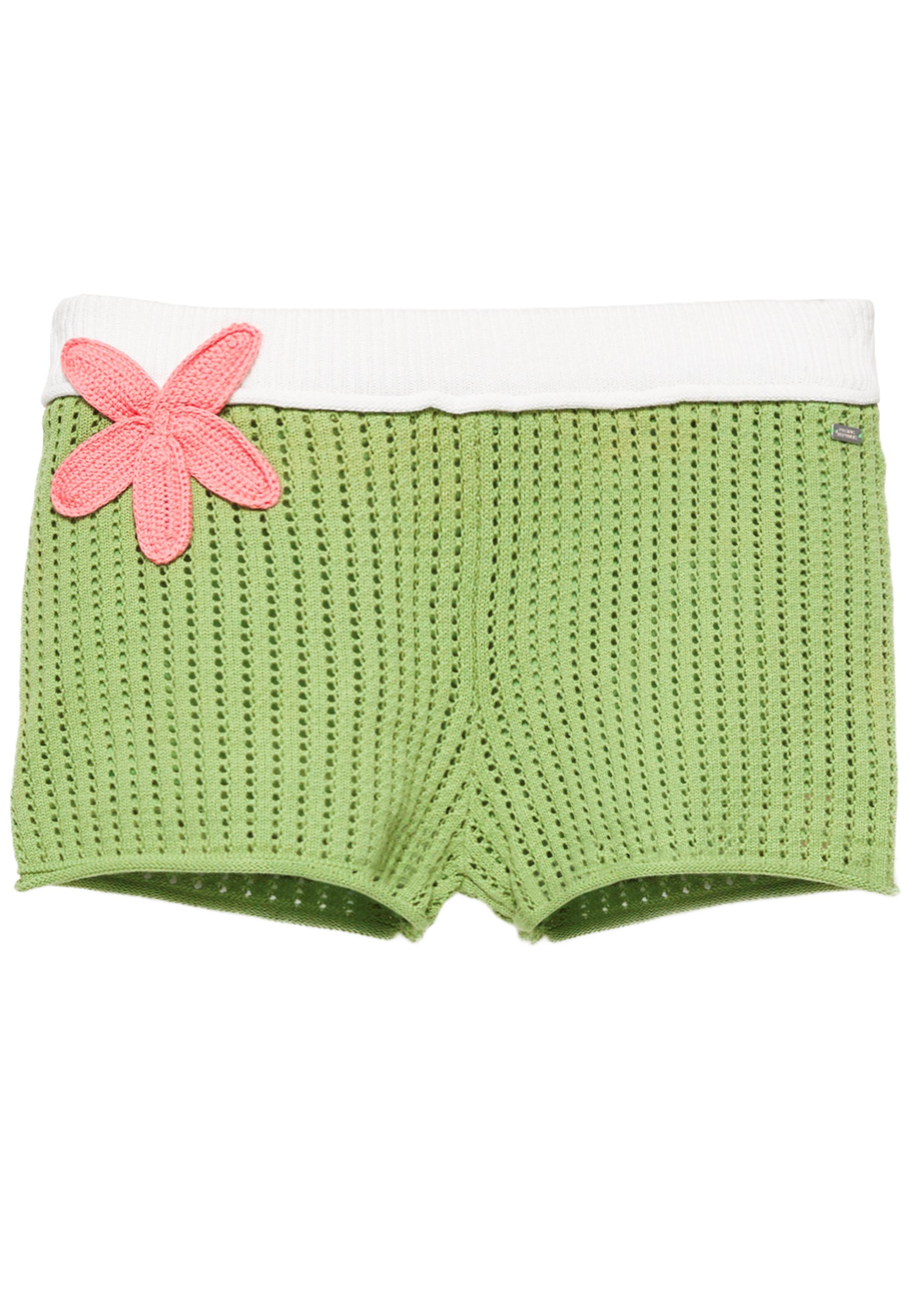 Crochet floral shorts — Green
