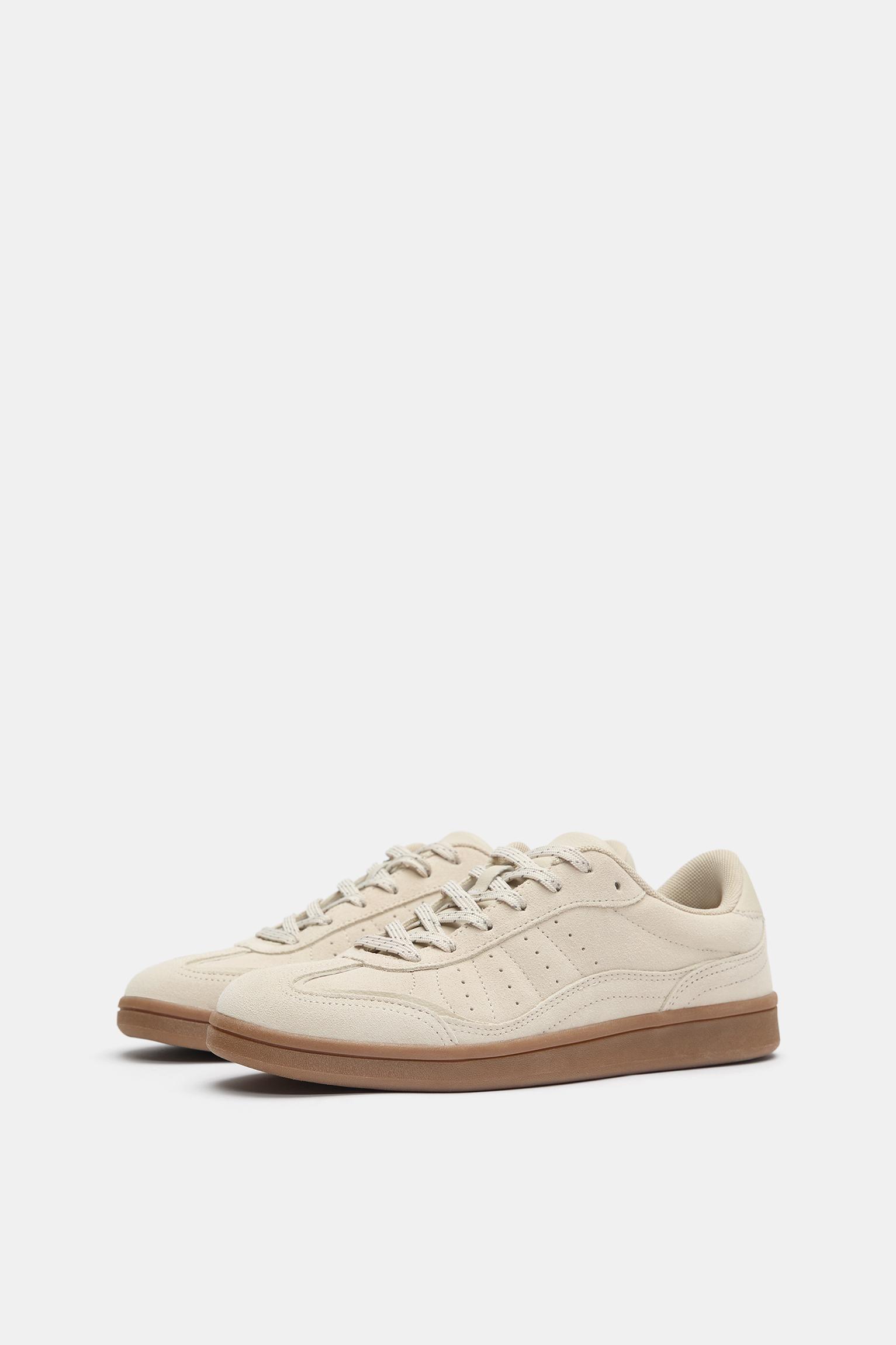 Split leather sneakers — Ecru