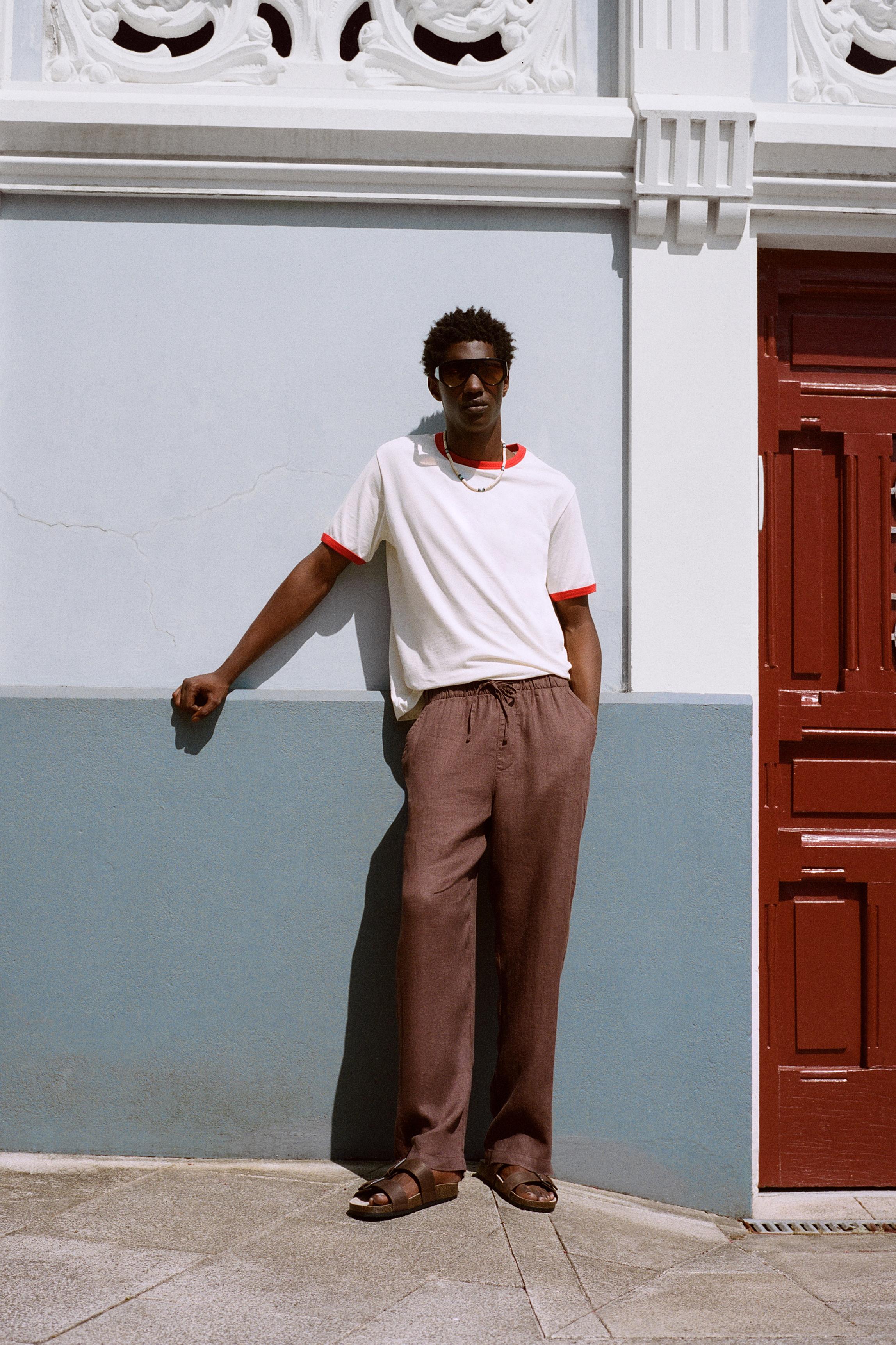 Contrast trim T-shirt — Red