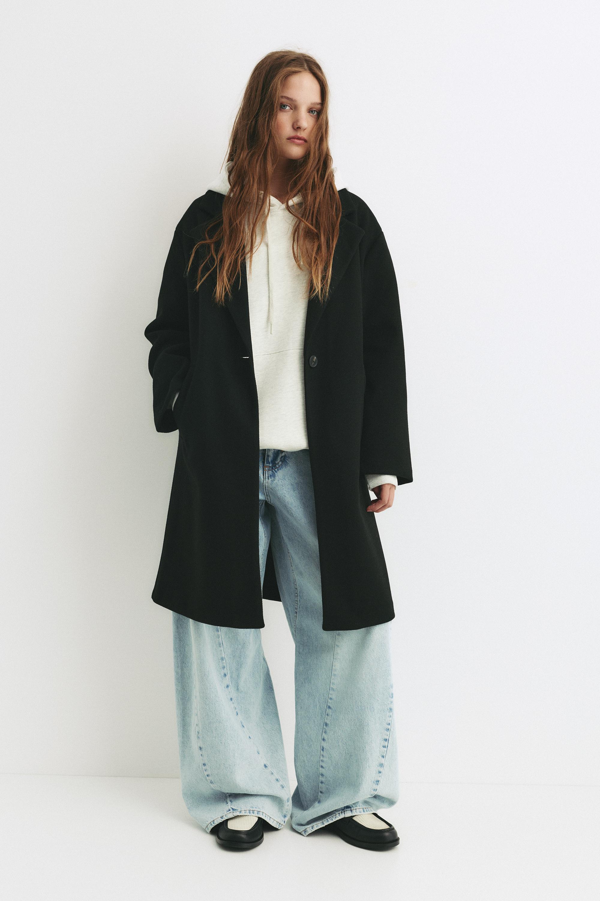 Cappotto In Panno Con Bottone