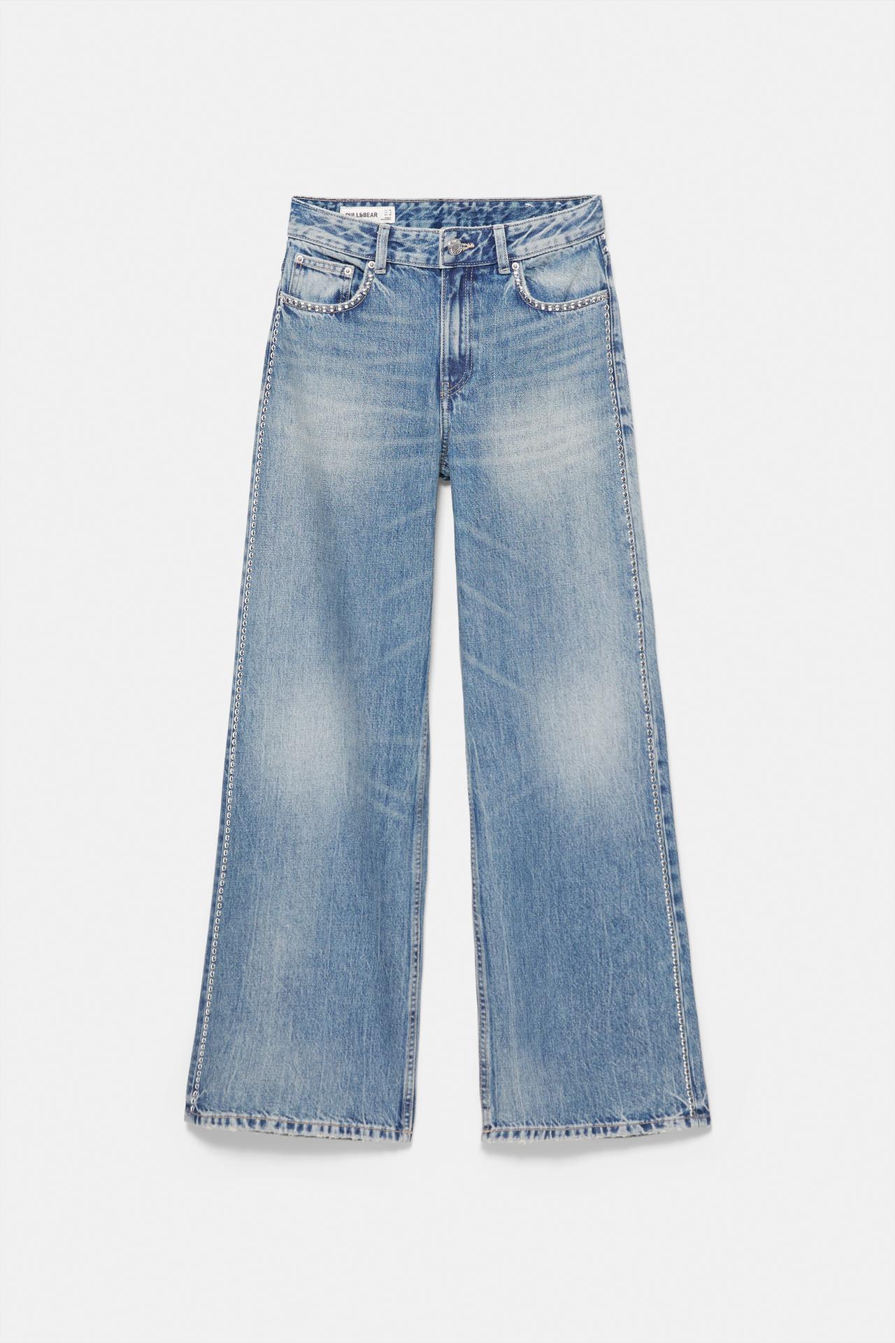Studded straight-leg jeans — Dark blue