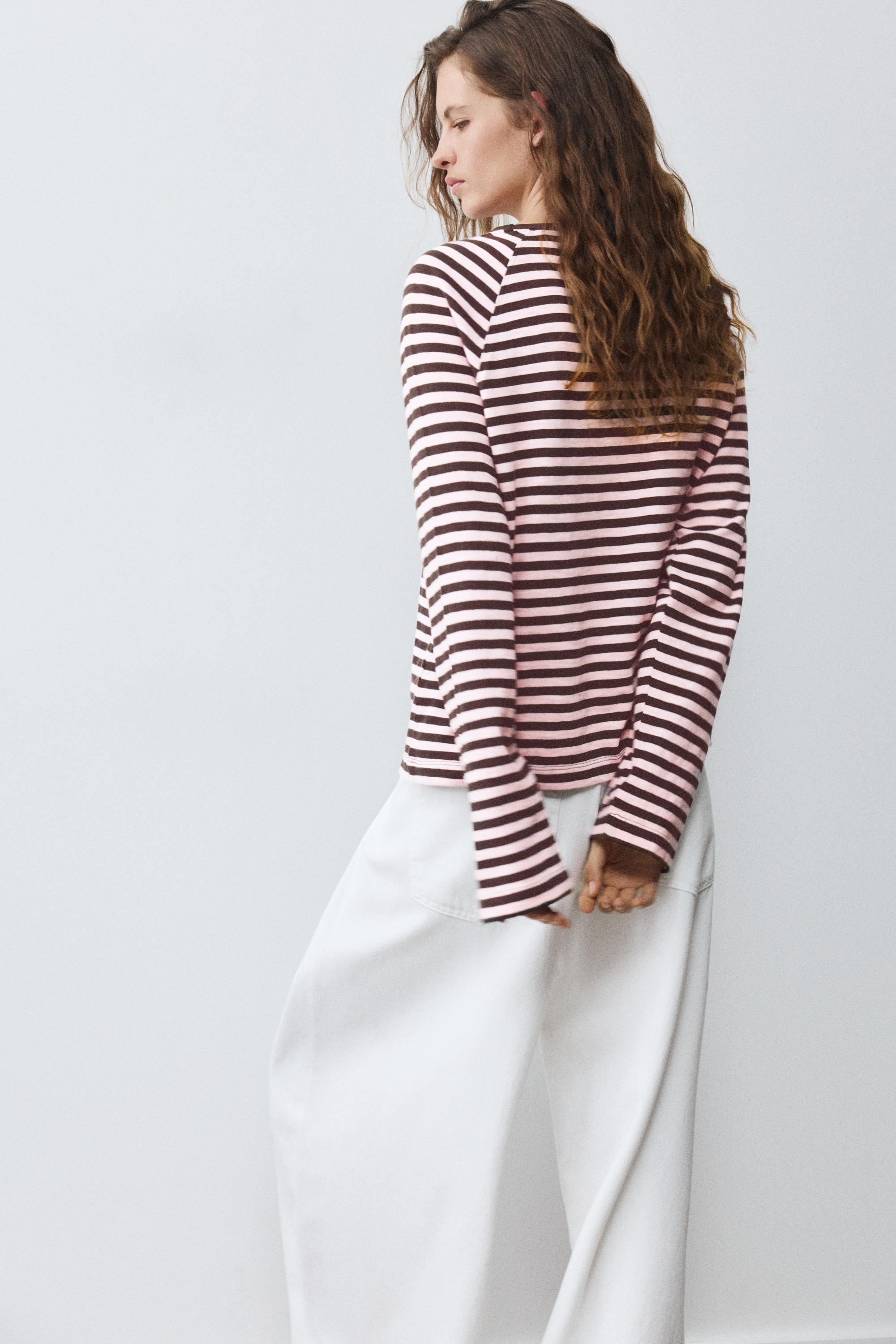 Long sleeve raglan T-shirt — Striped