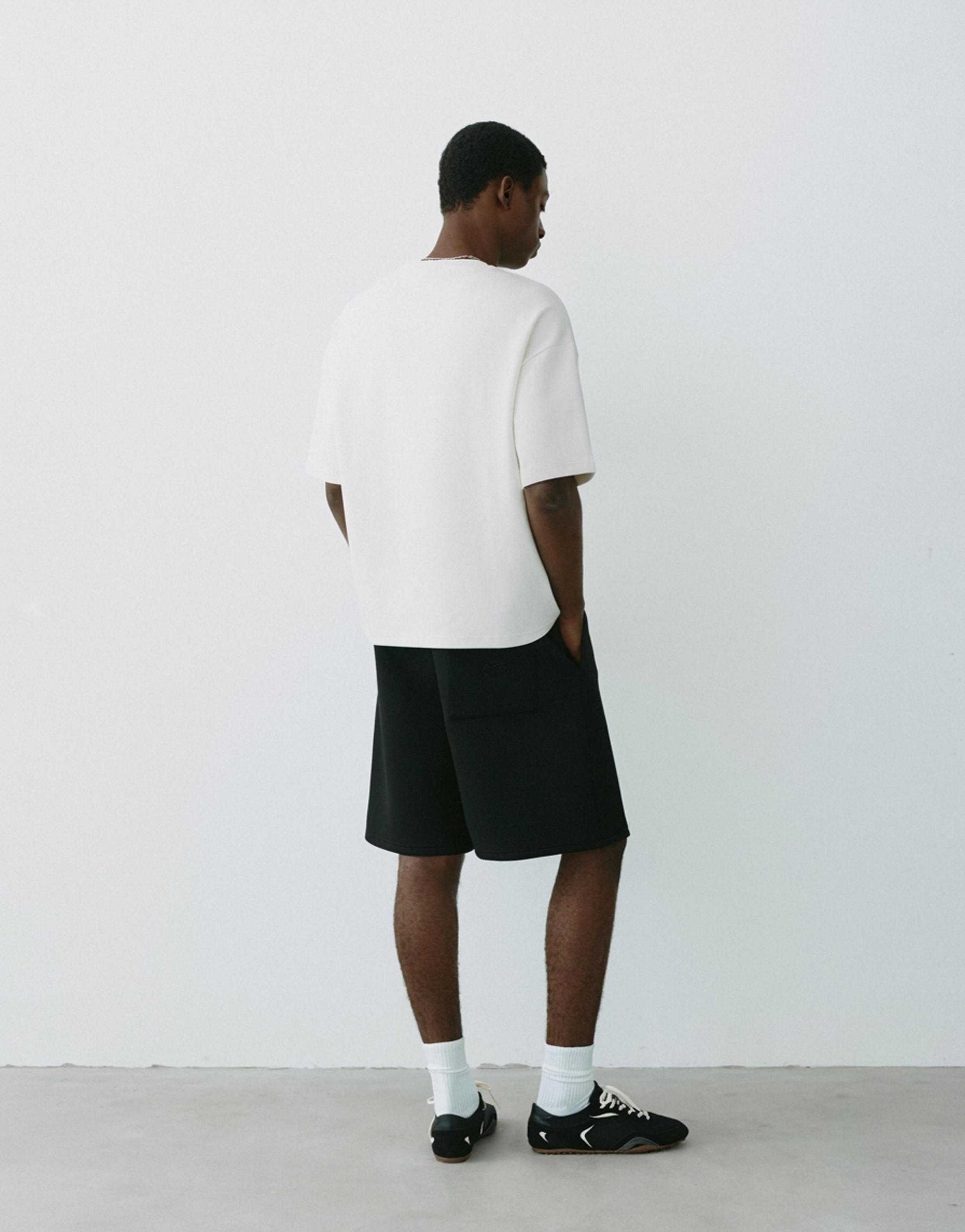 Short sleeve sweatshirt with raised logo — Off white