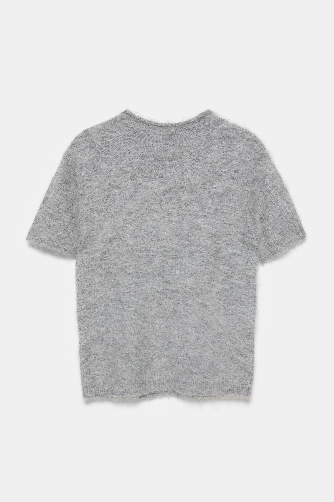 Short sleeve mock neck jumper — Grey marl
