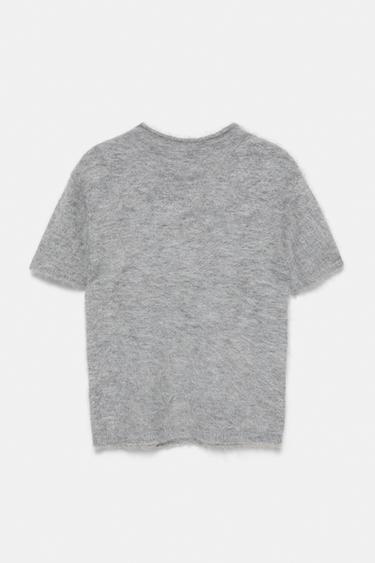 Short sleeve mock neck jumper — Grey marl 5