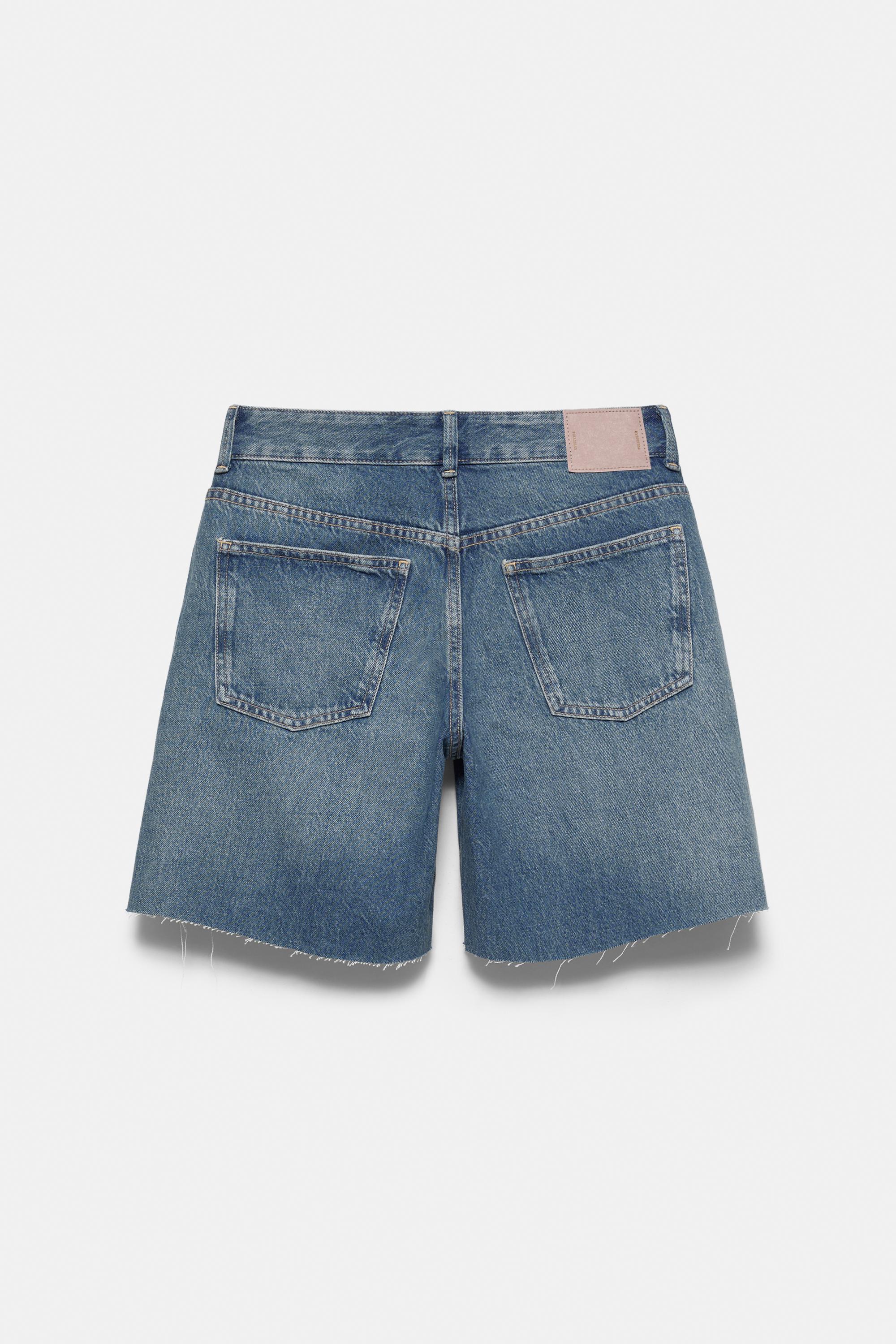 Low-rise denim Bermuda shorts — Medium blue