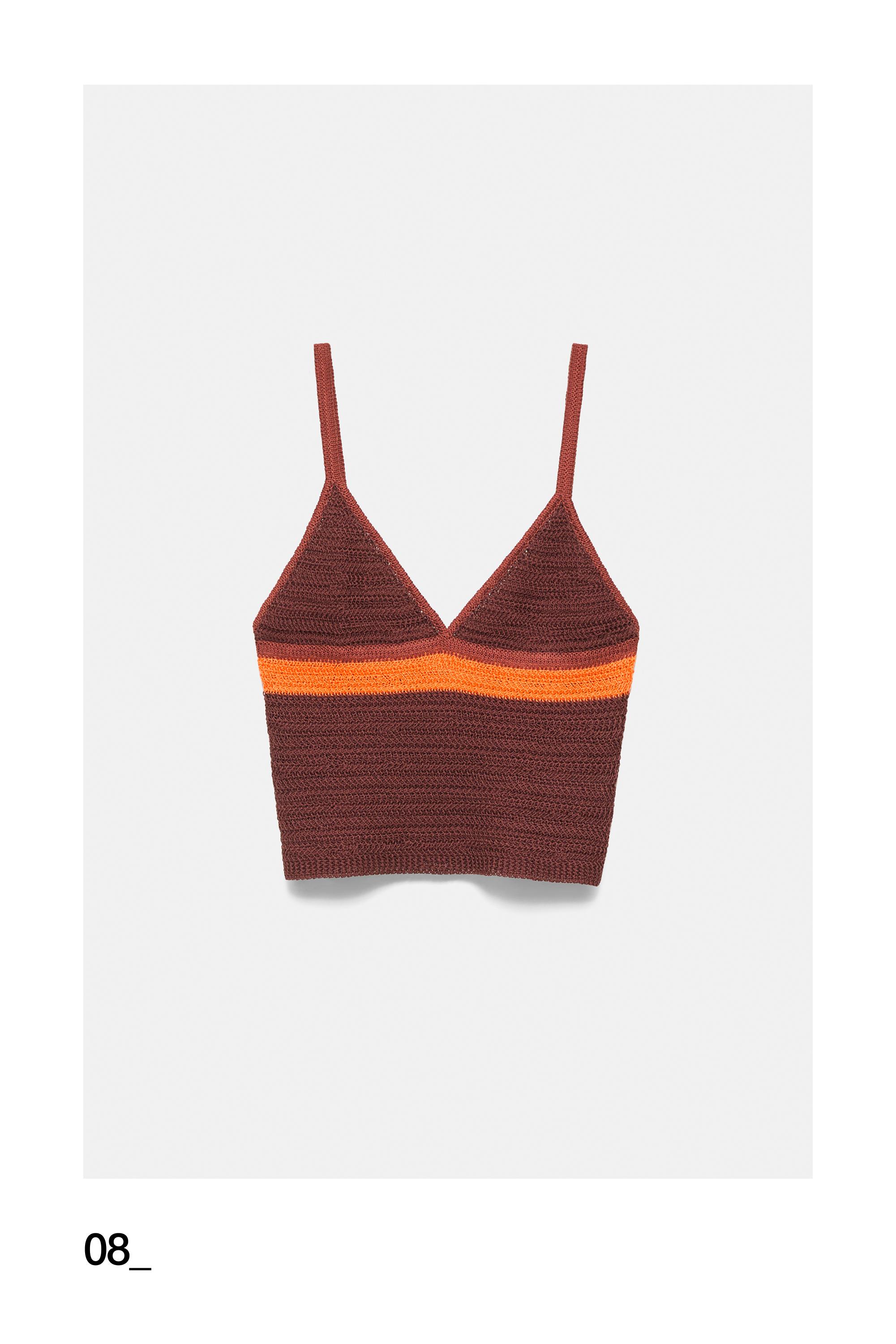 Crochet knit top — Brown