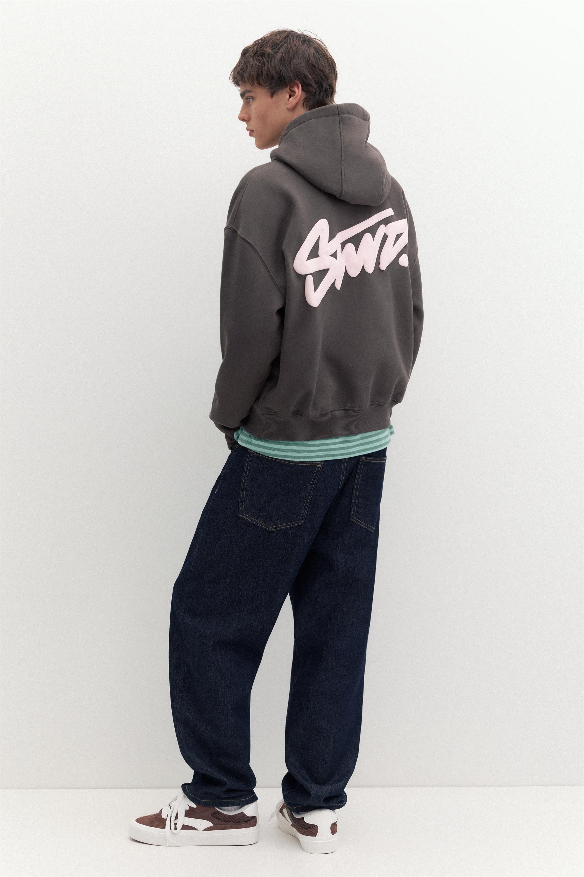 STWD logo boxy hoodie — Anthracite grey