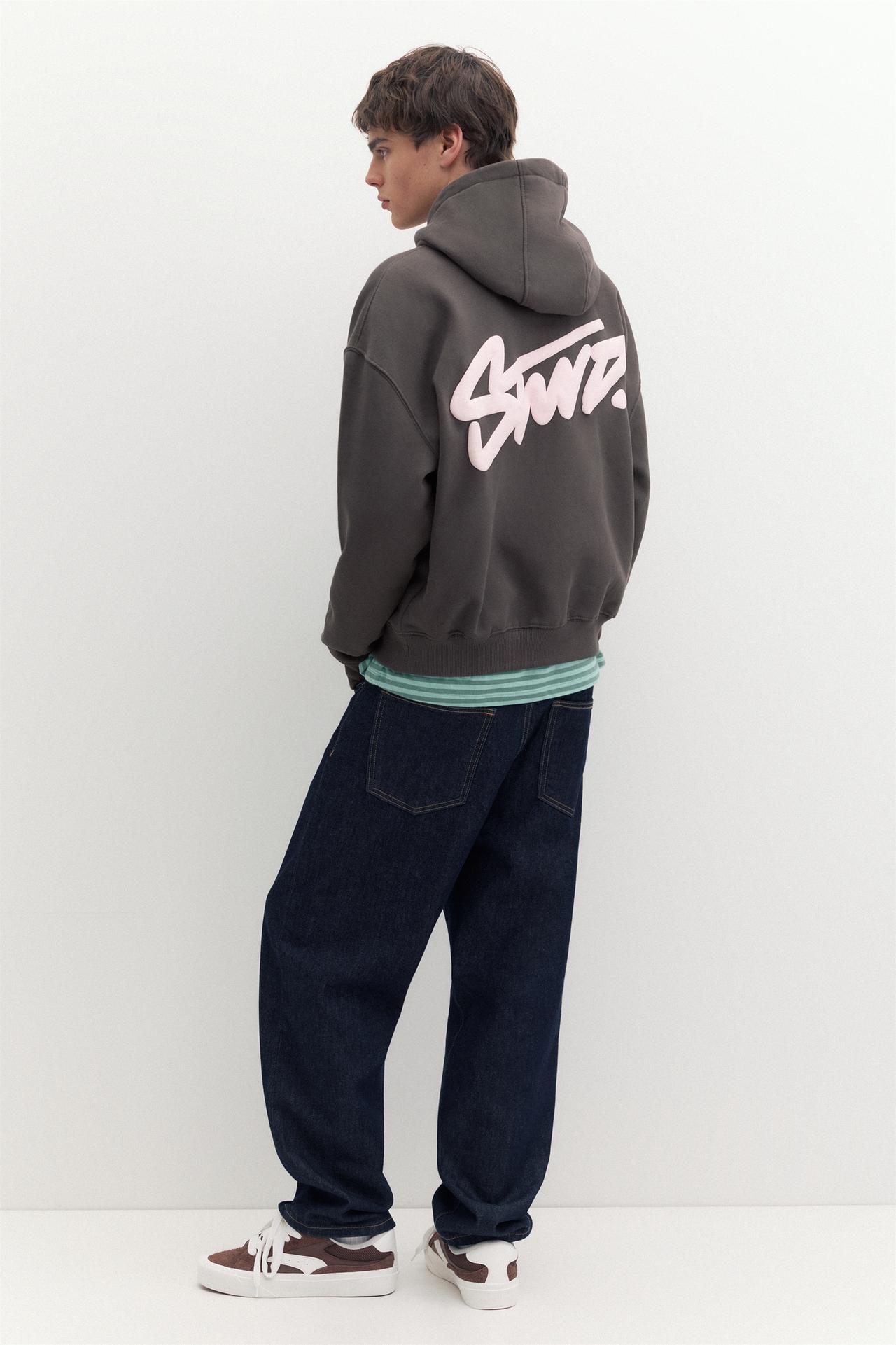 STWD logo boxy hoodie — Anthracite grey