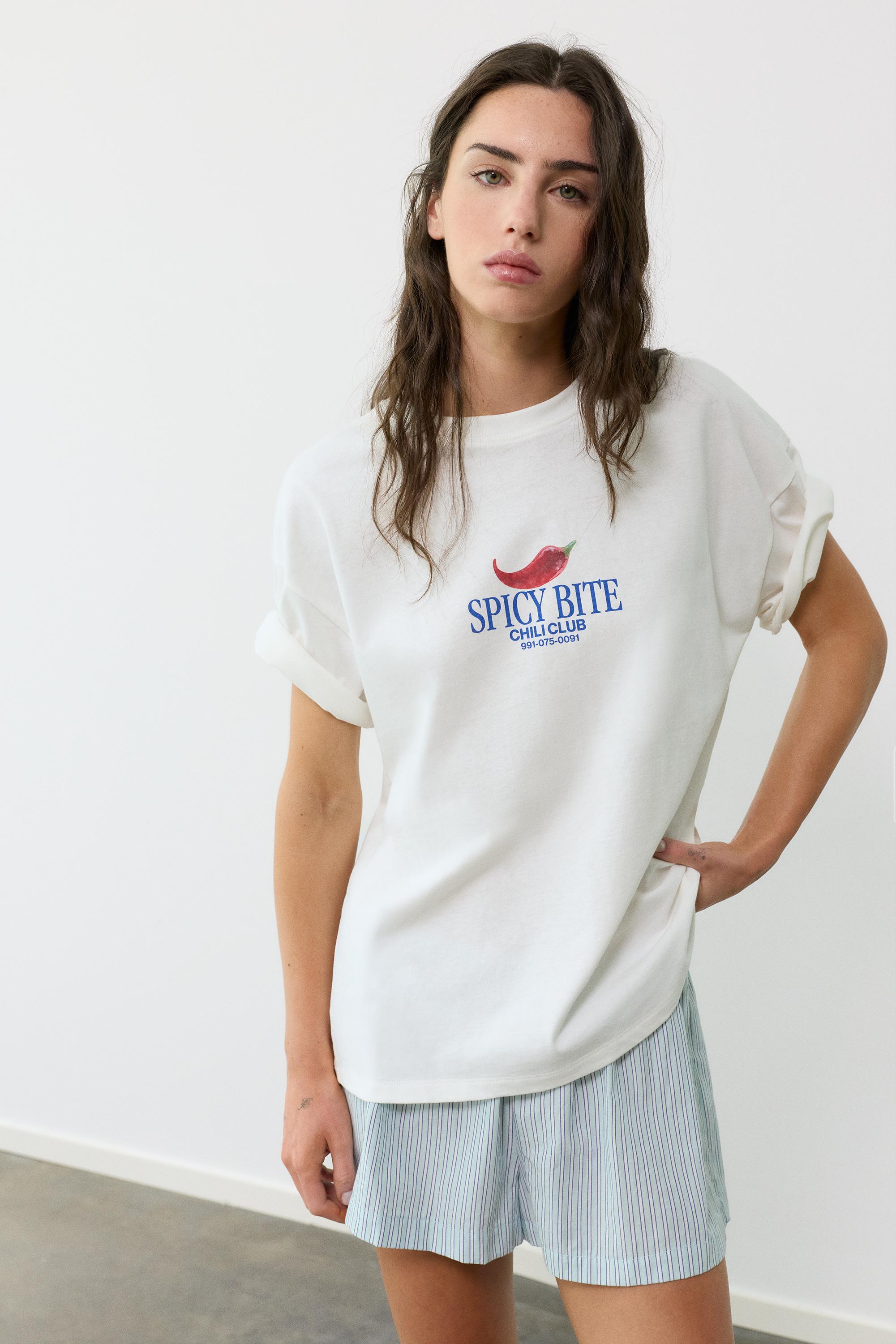 Oversize chilli graphic T-shirt — Ice