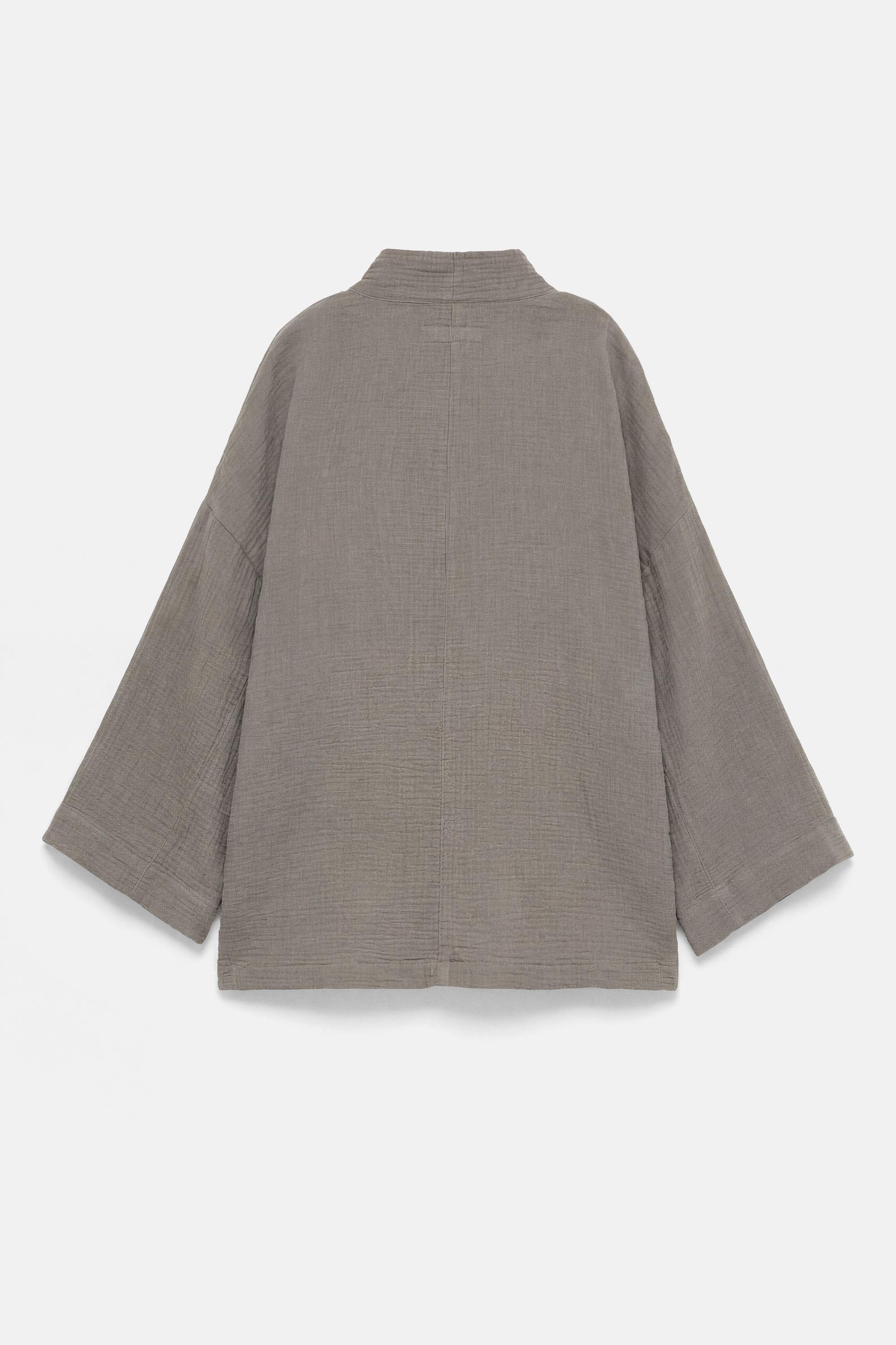 Crepe kimono — Dark khaki