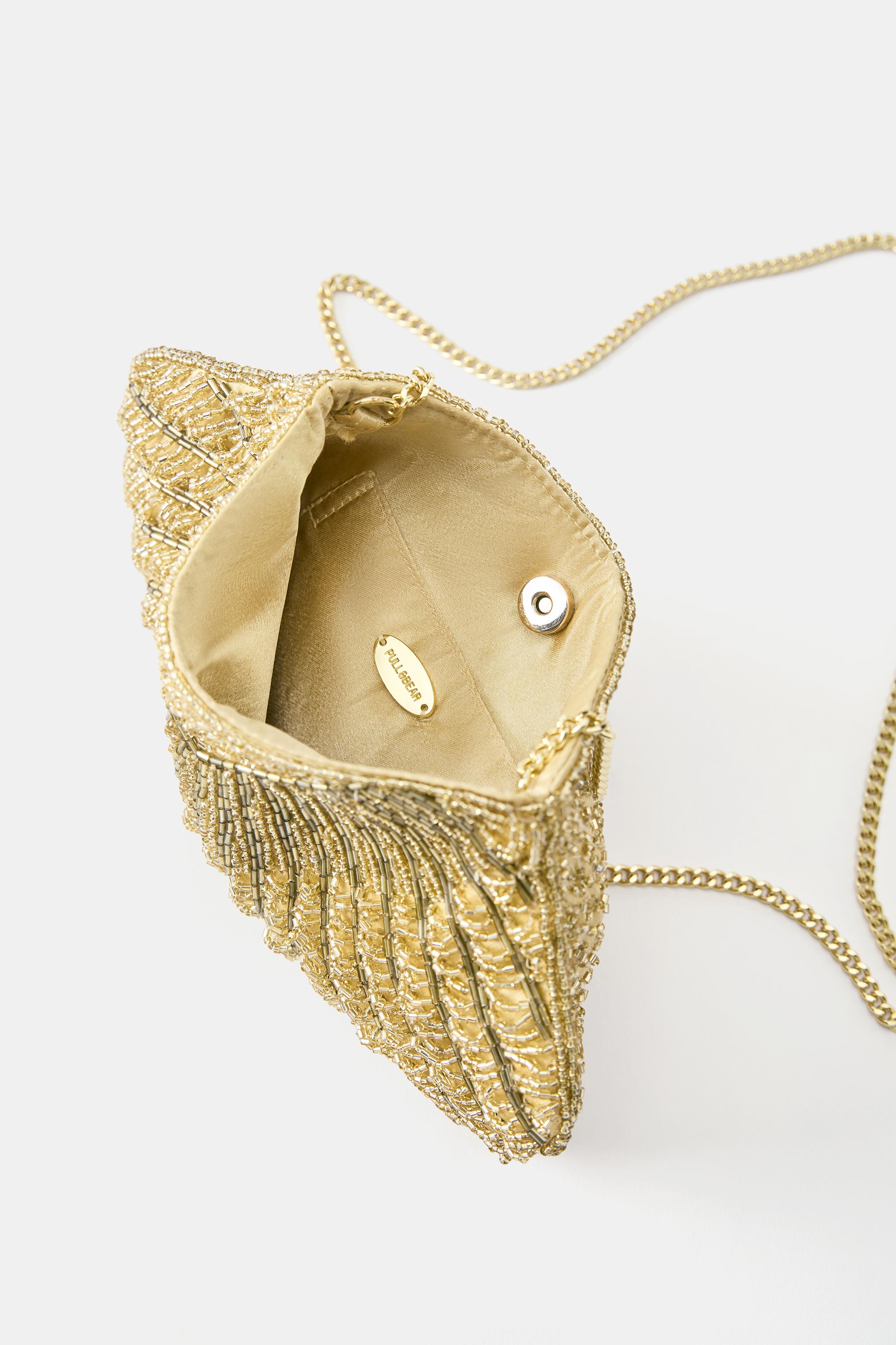 Beaded seashell bag — Gold