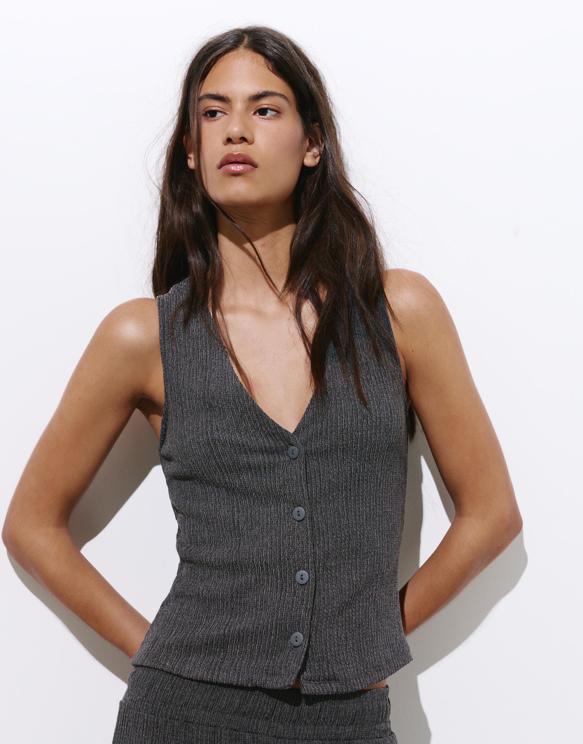 Crepe vest — Anthracite grey