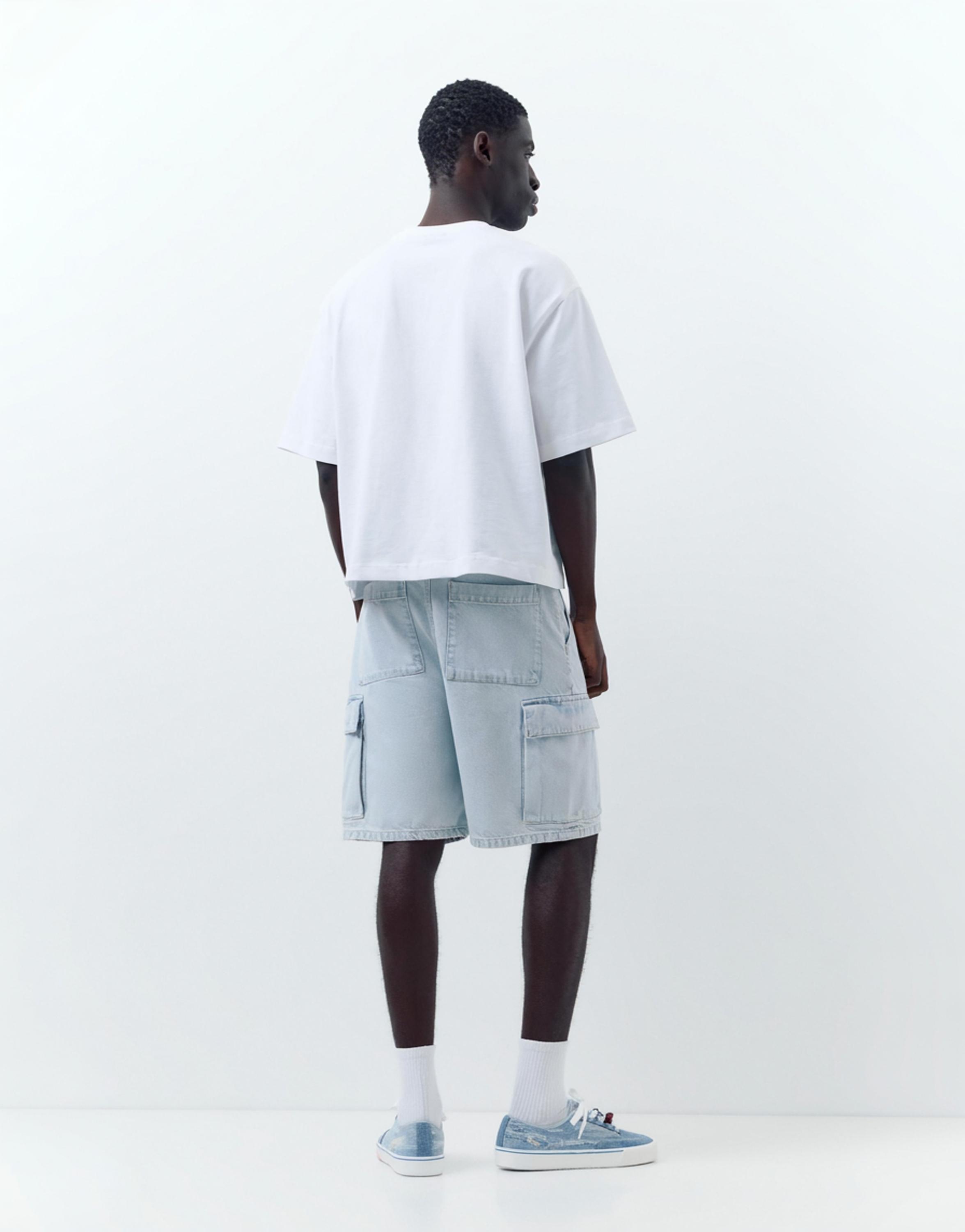 Baggy cargo Bermuda shorts — Pale indigo