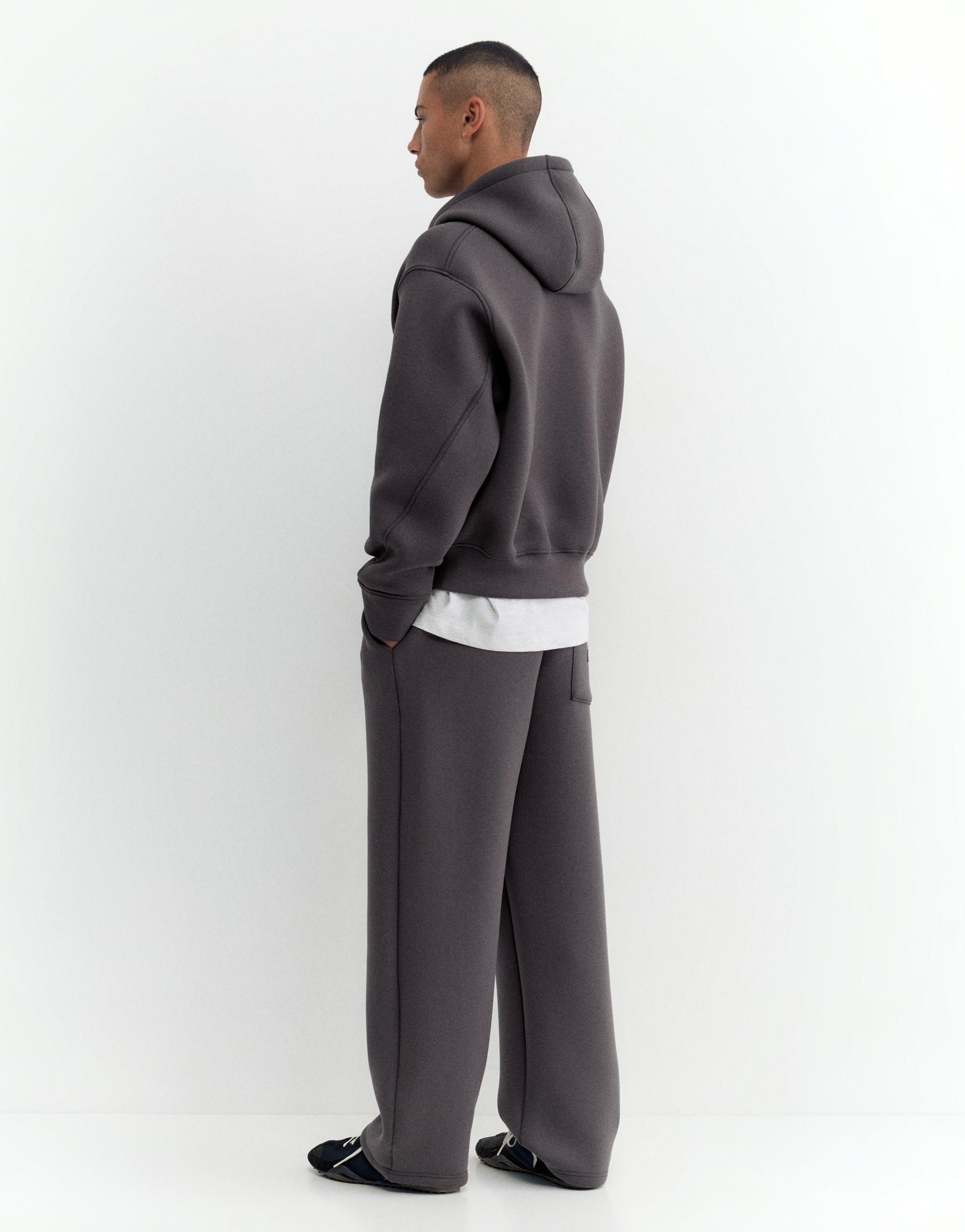 Neoprene-effect baggy trousers — Anthracite grey