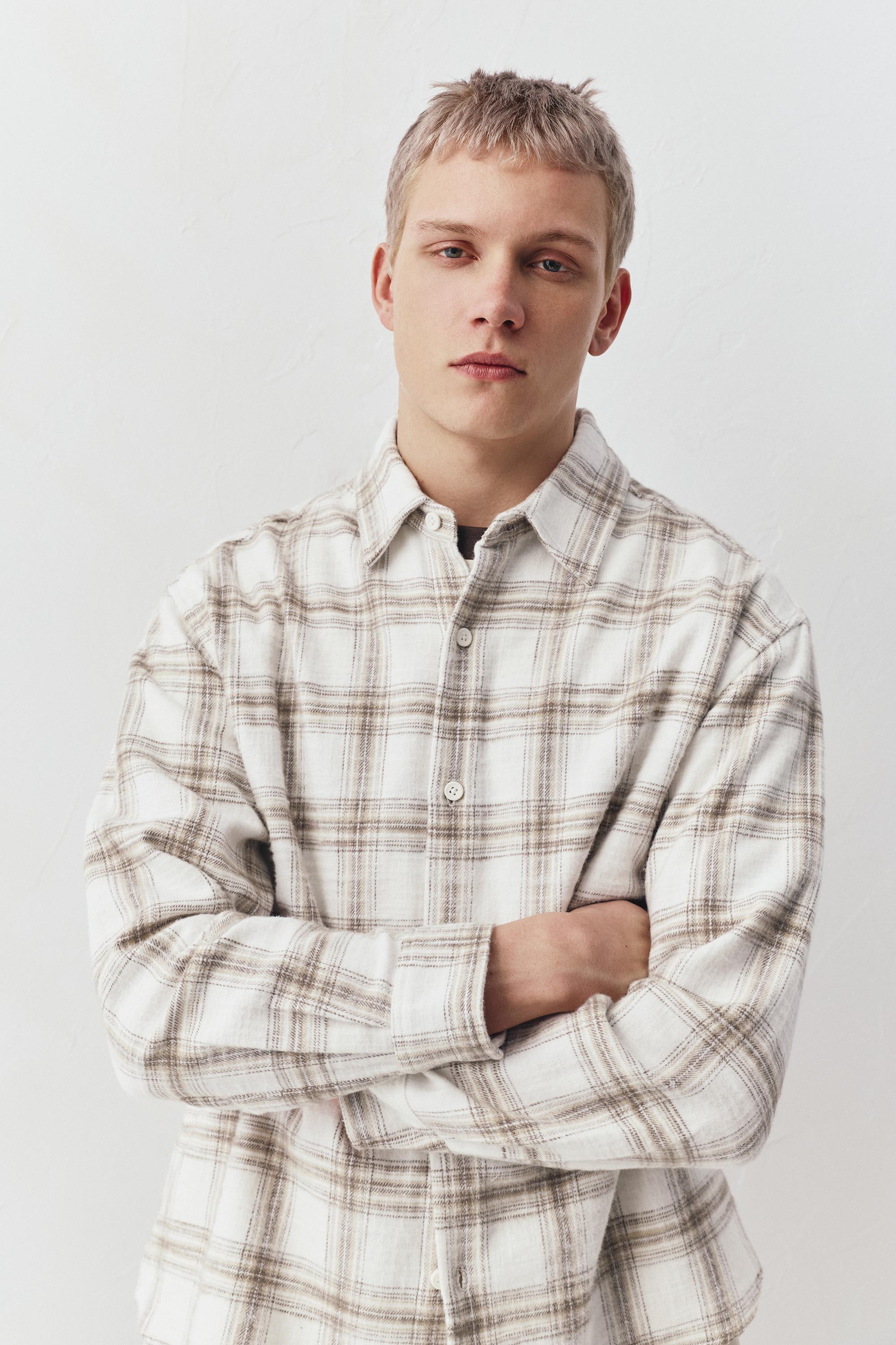 Kareli uzun kollu gömlek - Görsel 12