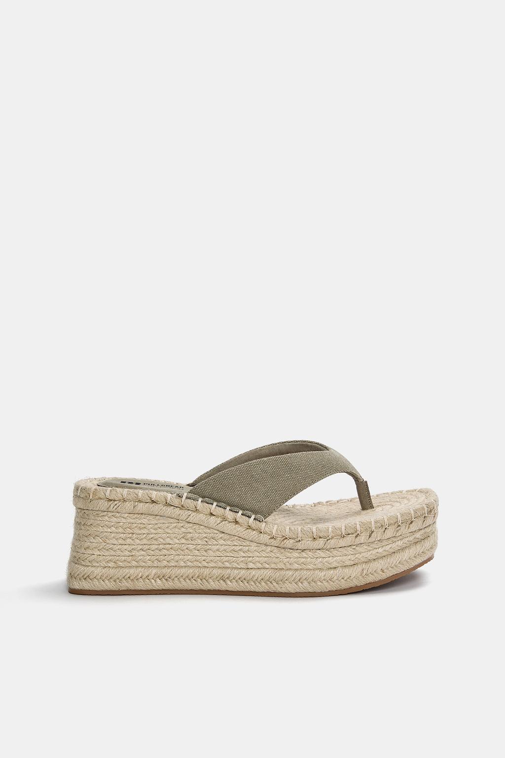 Sandalias cuña yute PULL&BEAR