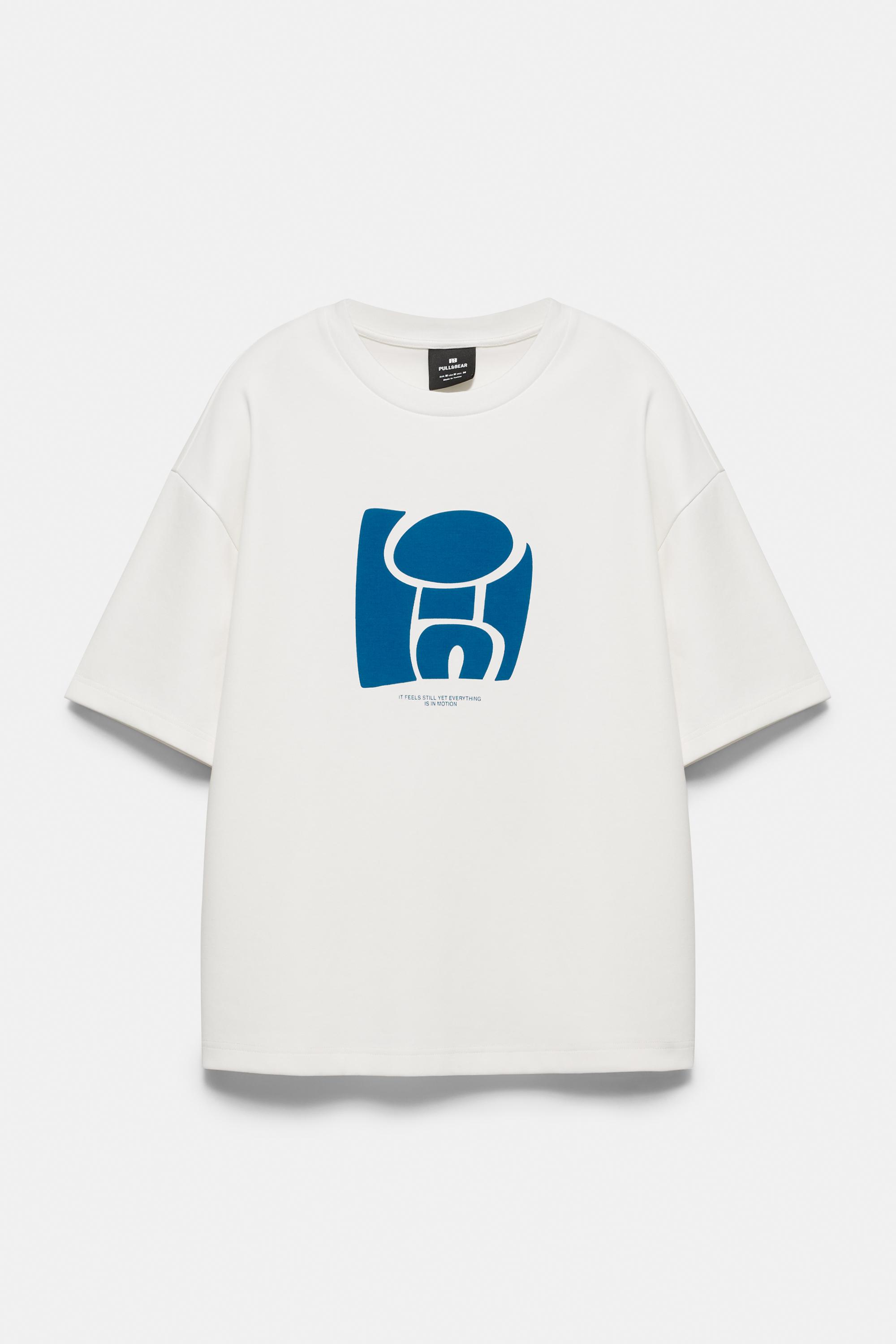 Kısa kollu beyaz grafikli sweatshirt - Görsel 5