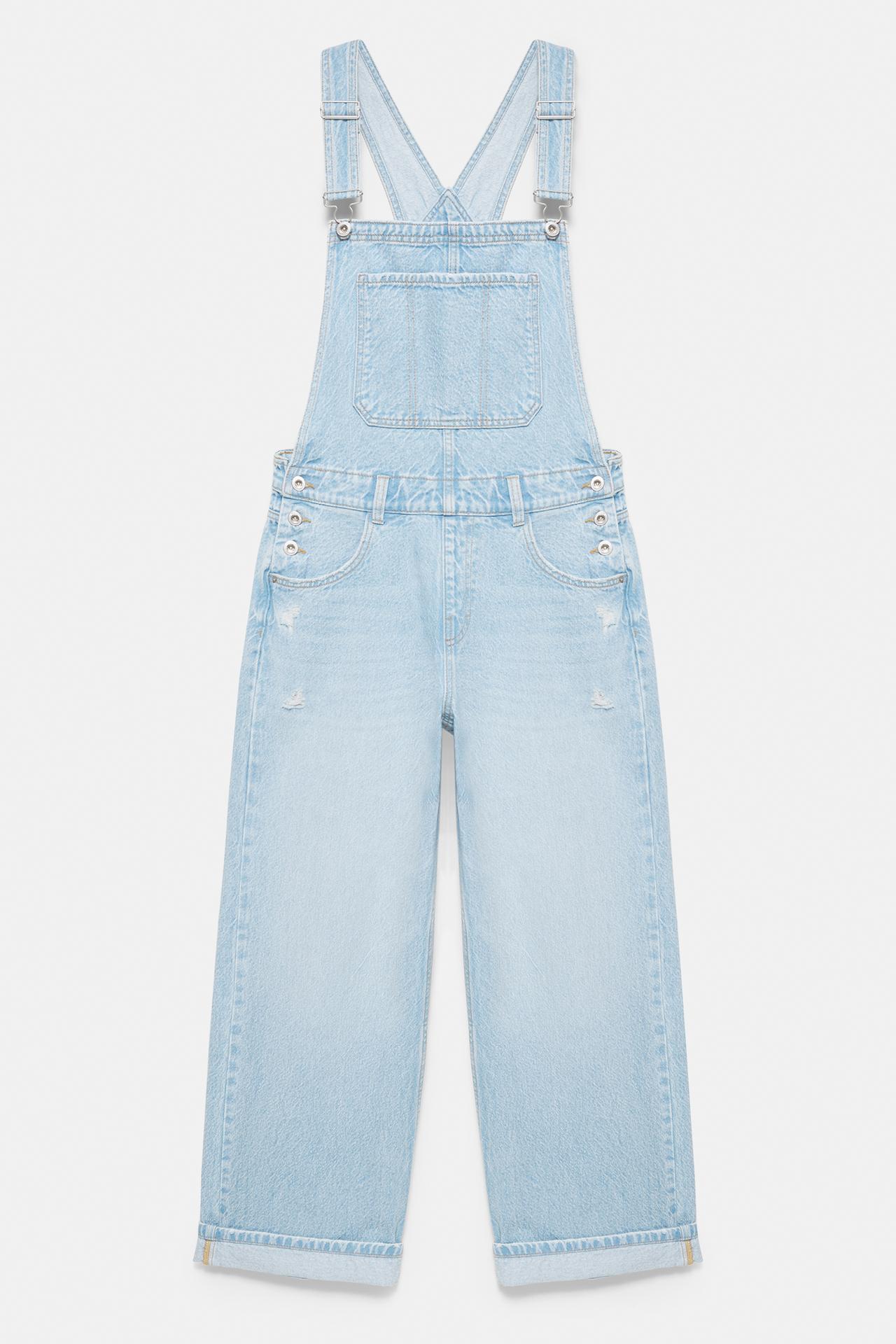 Long denim dungarees — Pale blue