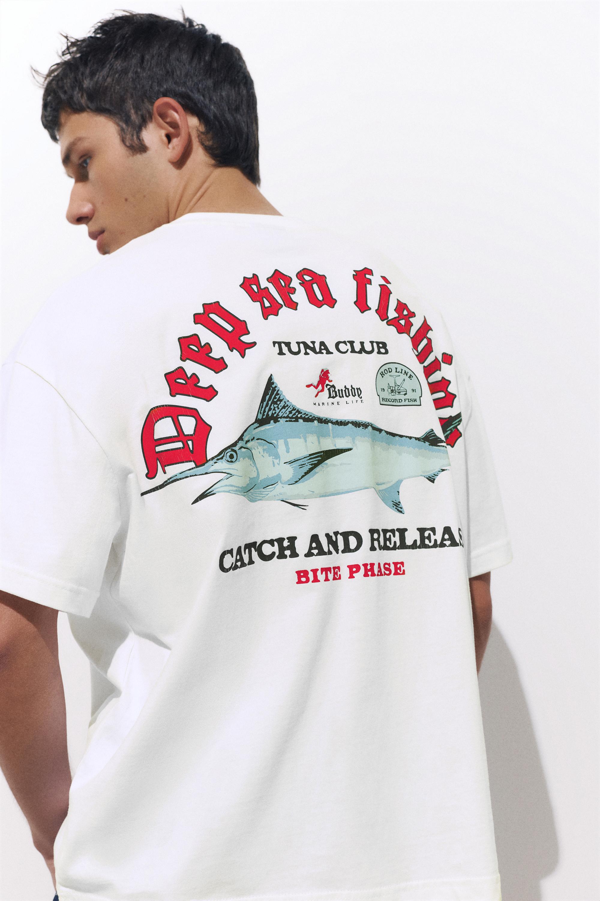 Balık grafik baskılı t-shirt - Görsel 11