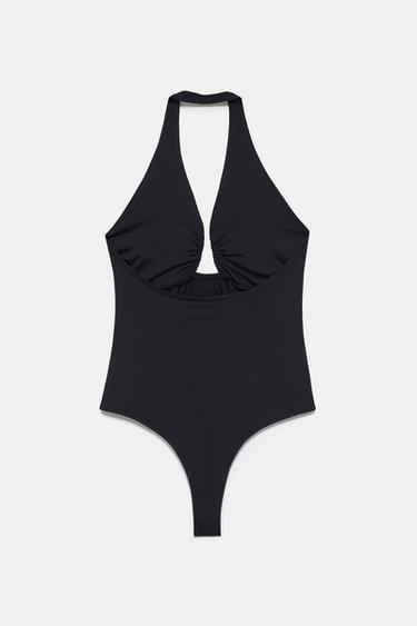 Gathered halterneck bodysuit — Black 6