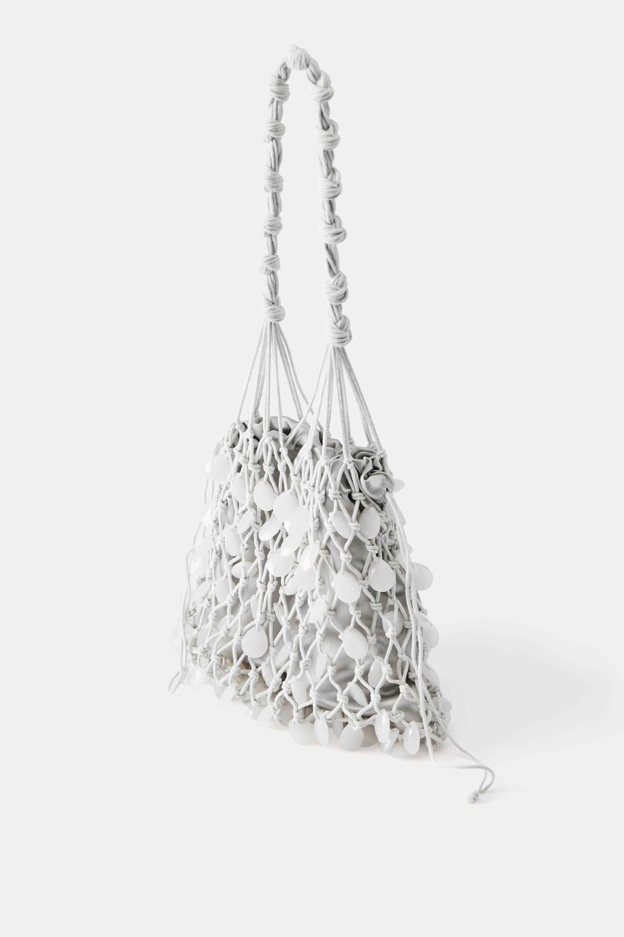 Beaded shoulder bag — Grey