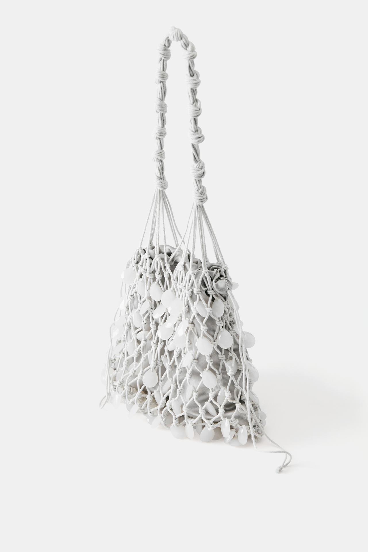 Beaded shoulder bag — Grey