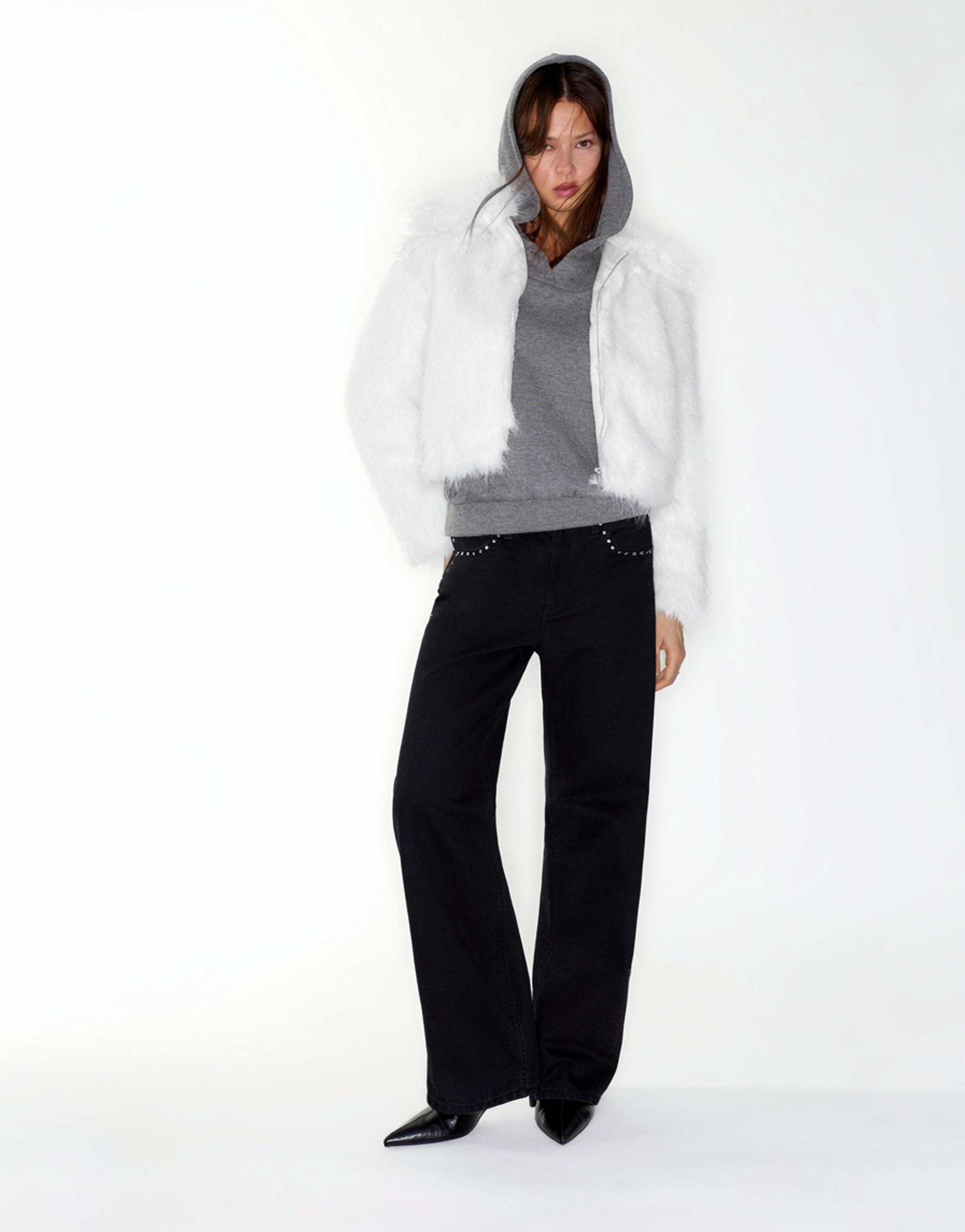 Beyaz suni kürk ceket - Görsel 24