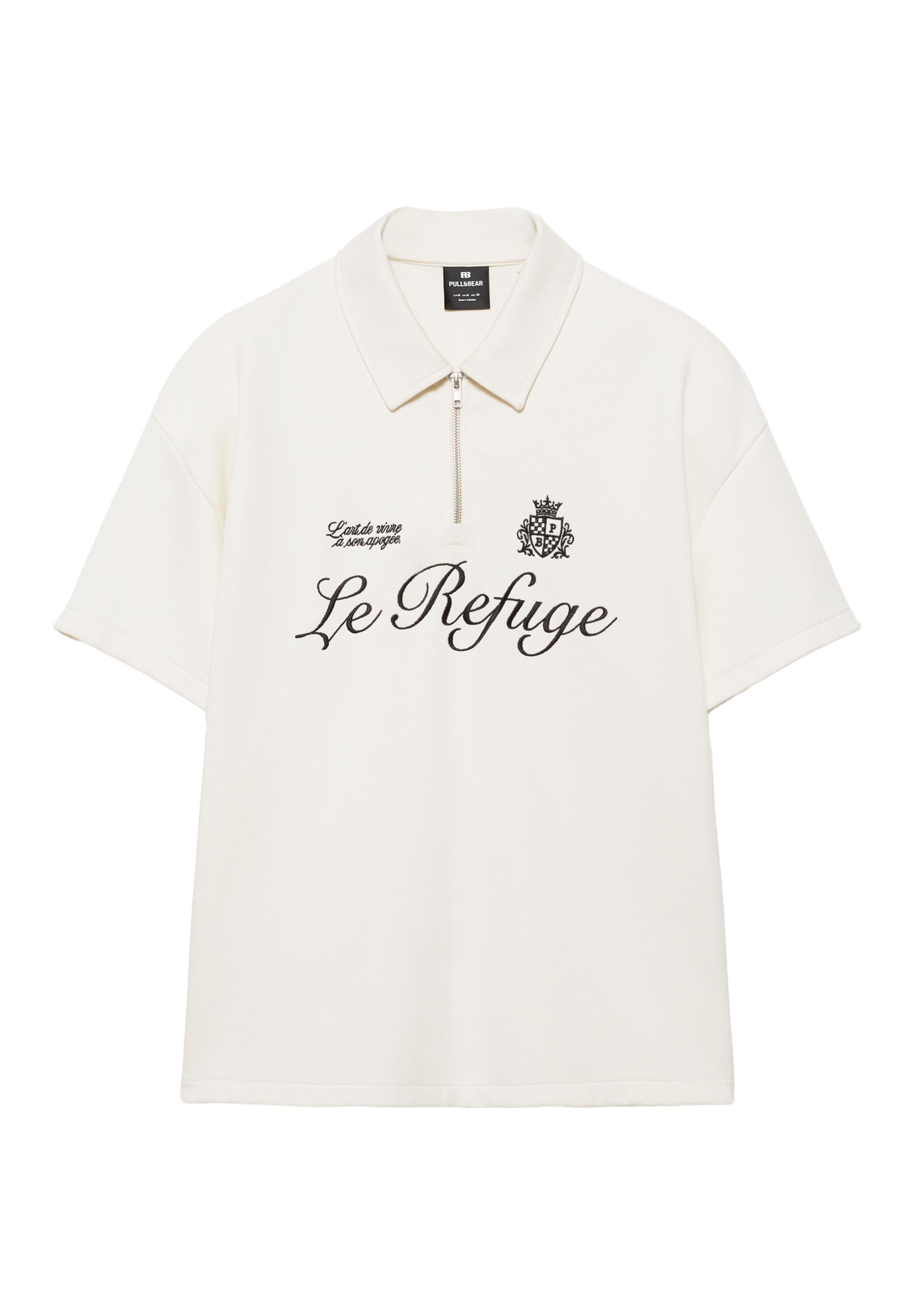 Grafik detaylı interlok fermuarlı polo