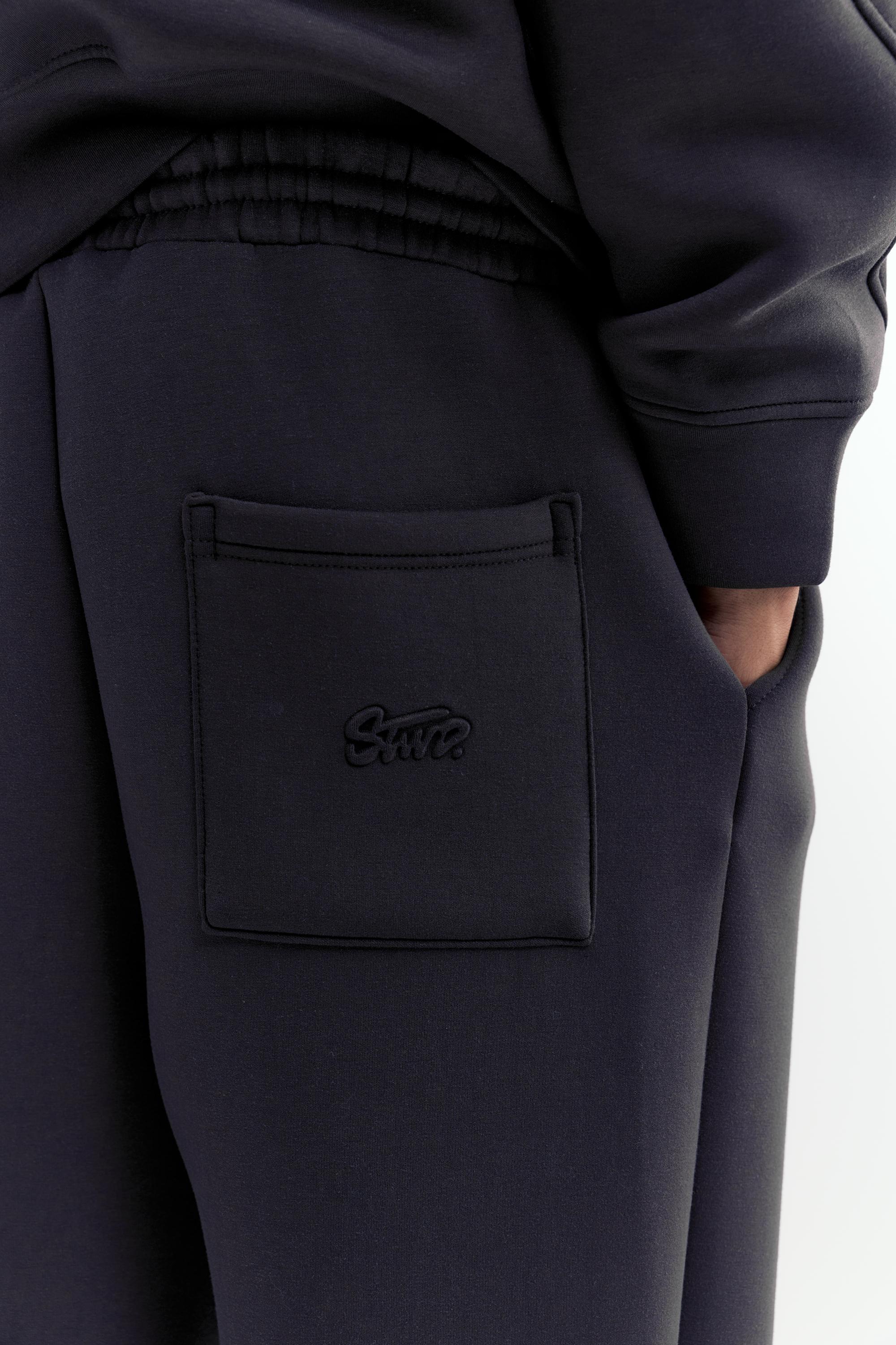 Neoprene-effect baggy trousers — Anthracite grey