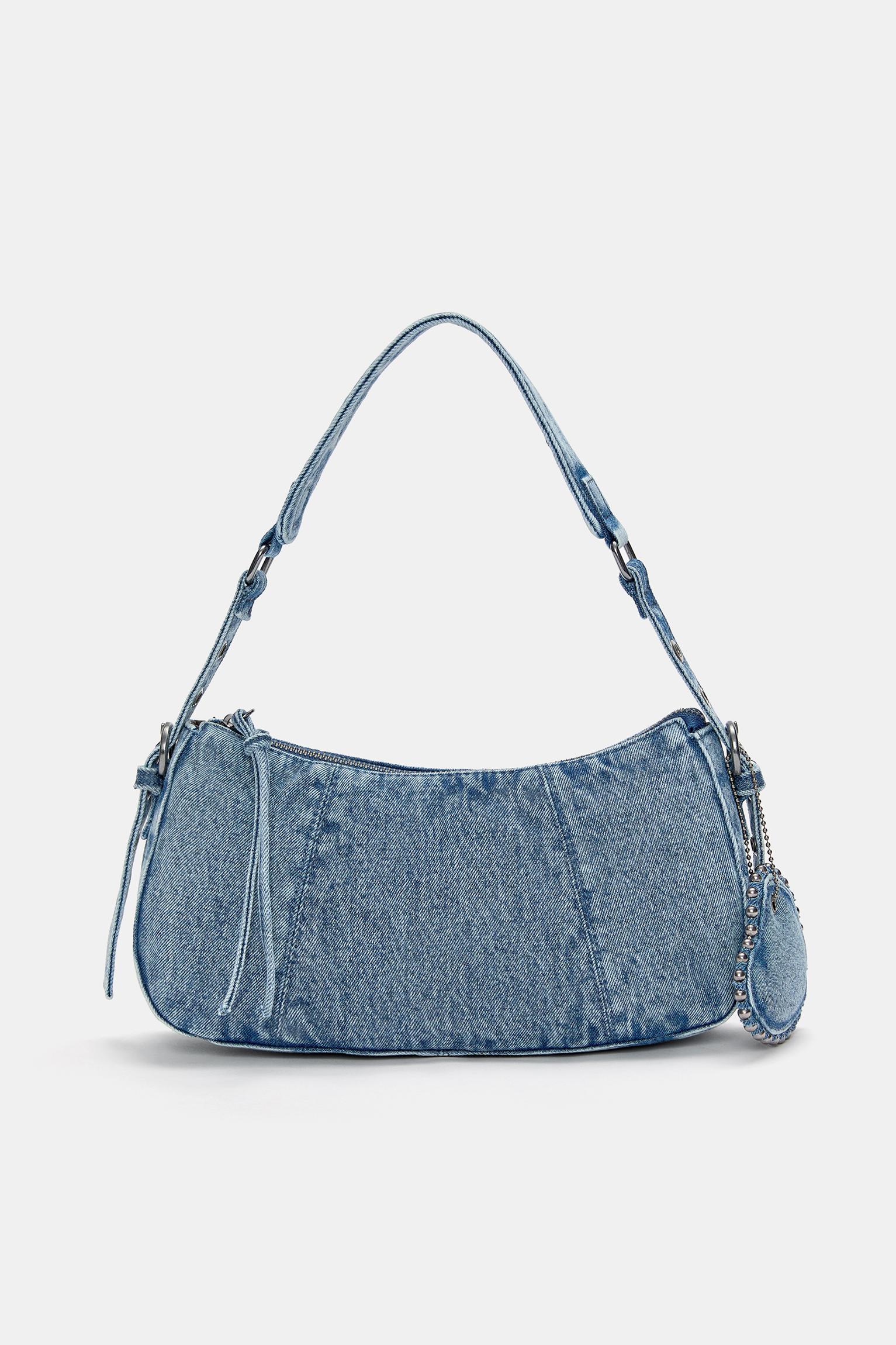 Schultertasche Denim Mit Anhänger