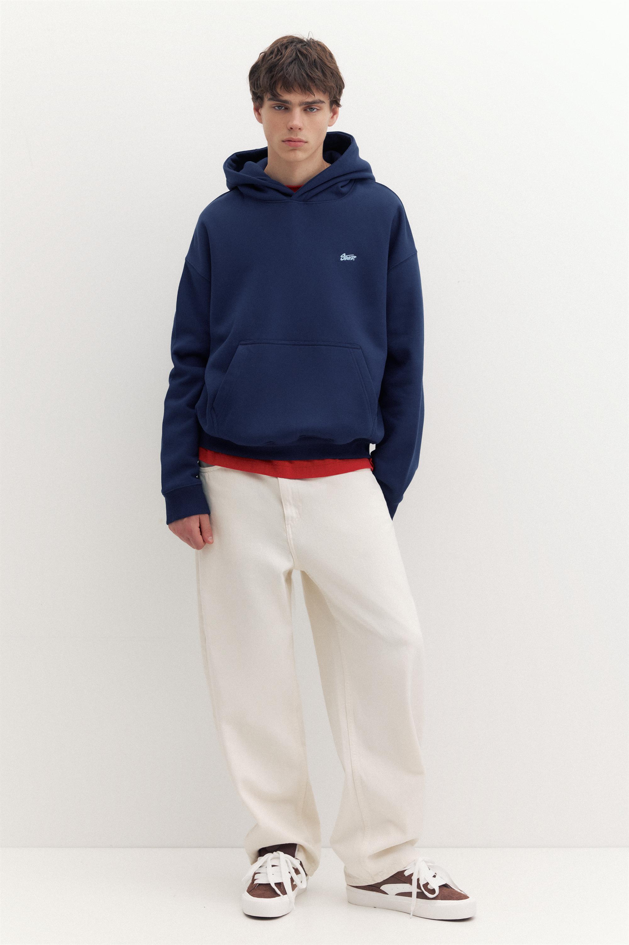 STWD logo boxy hoodie — Navy
