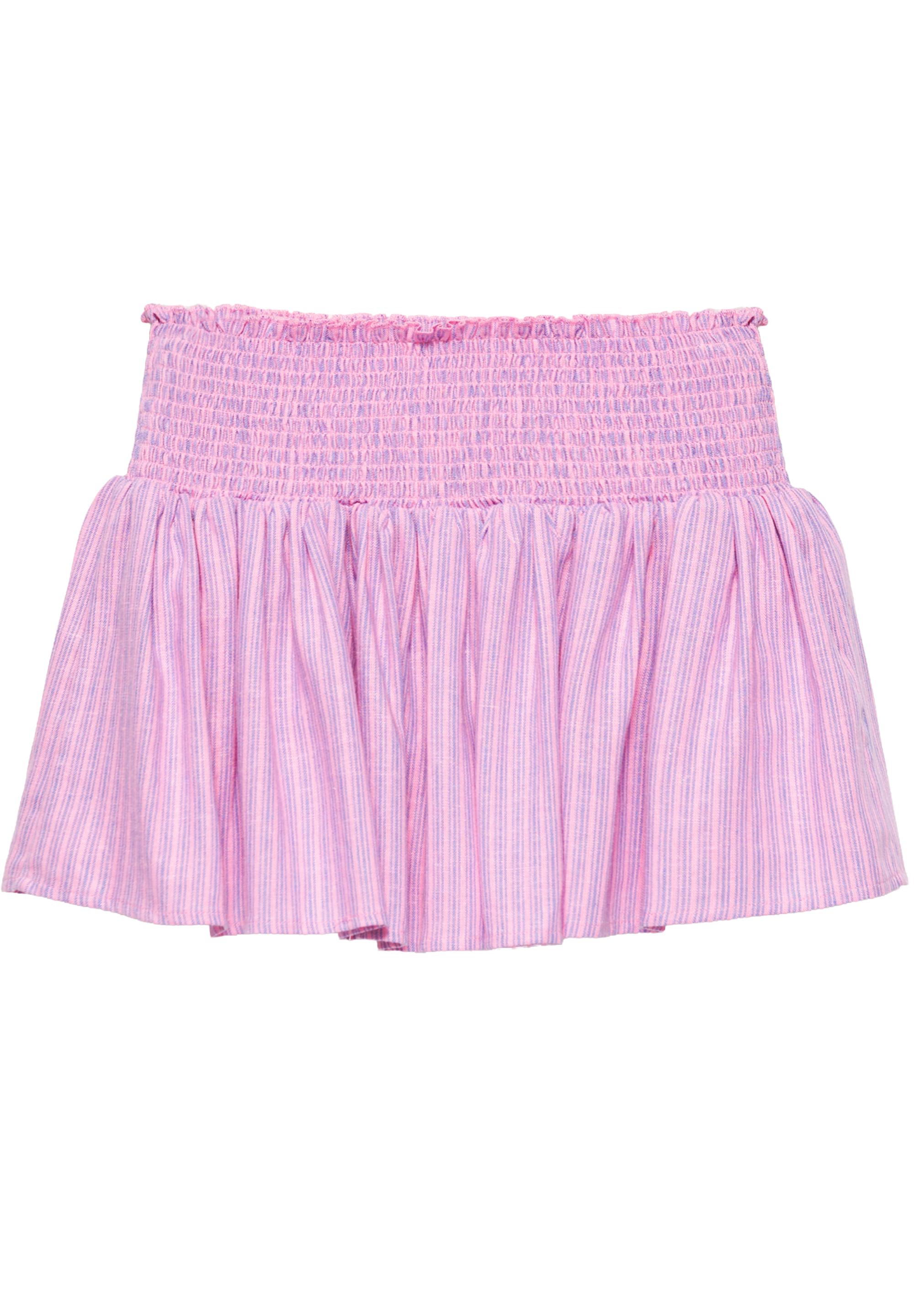 Striped linen blend mini skirt — Pink