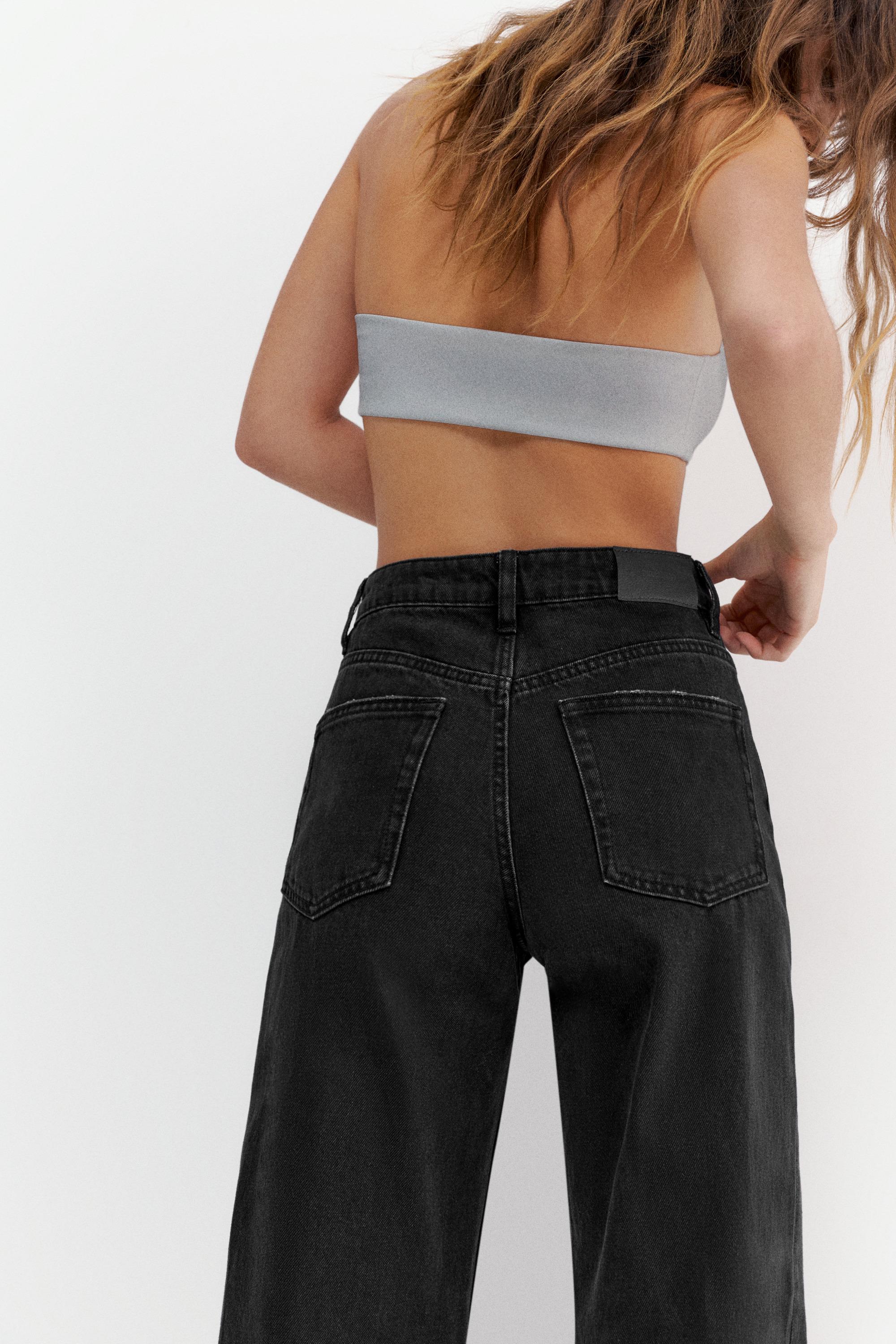 High-waist wide-leg jeans — Black