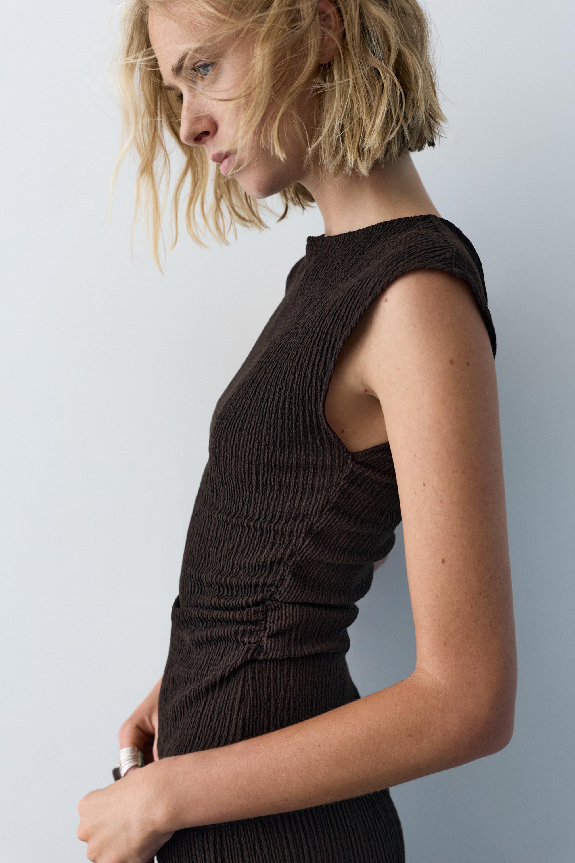 Crepe top — Brown