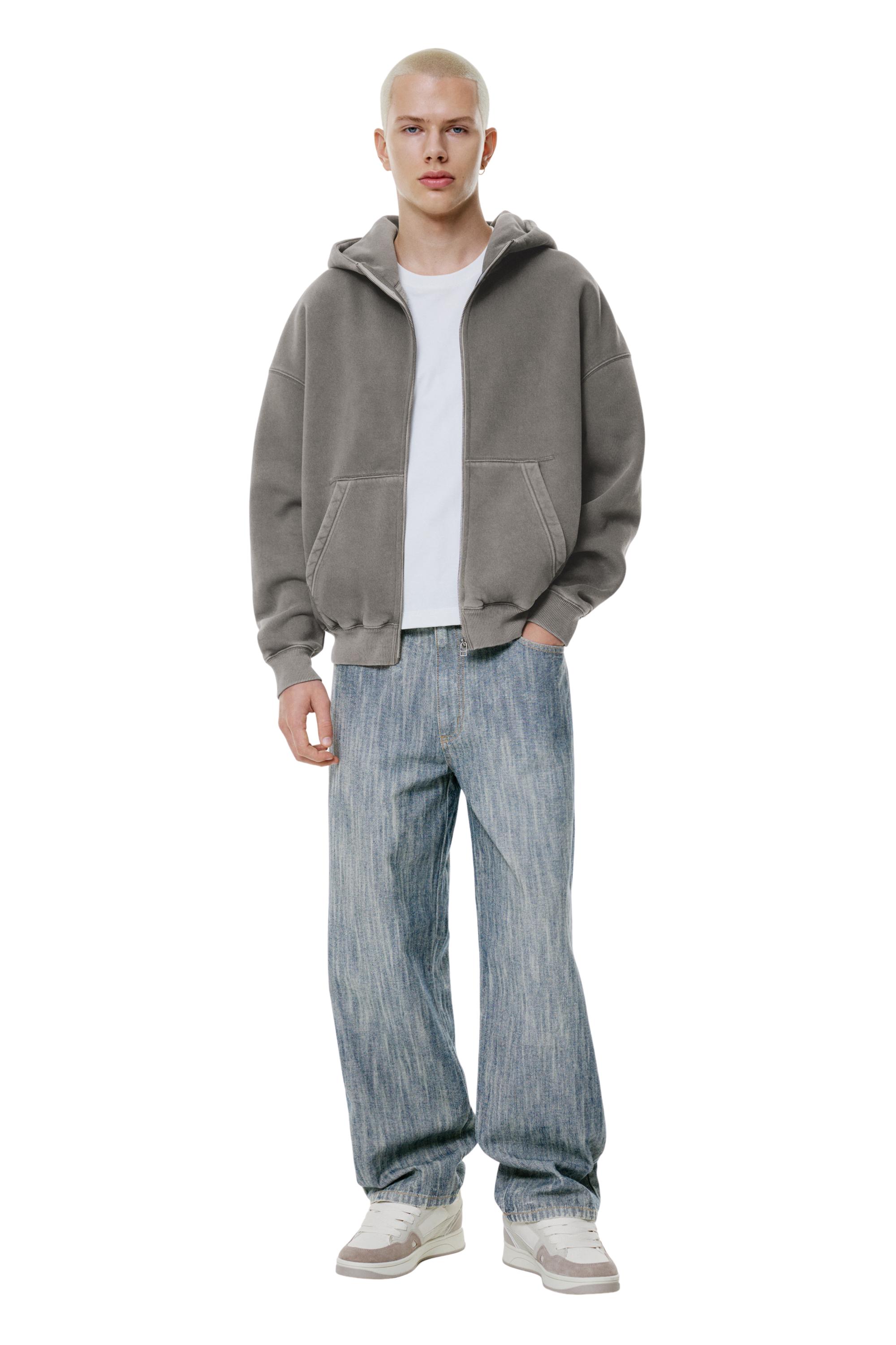 Fermuarlı yıkanmış boxy sweatshirt - Görsel 10