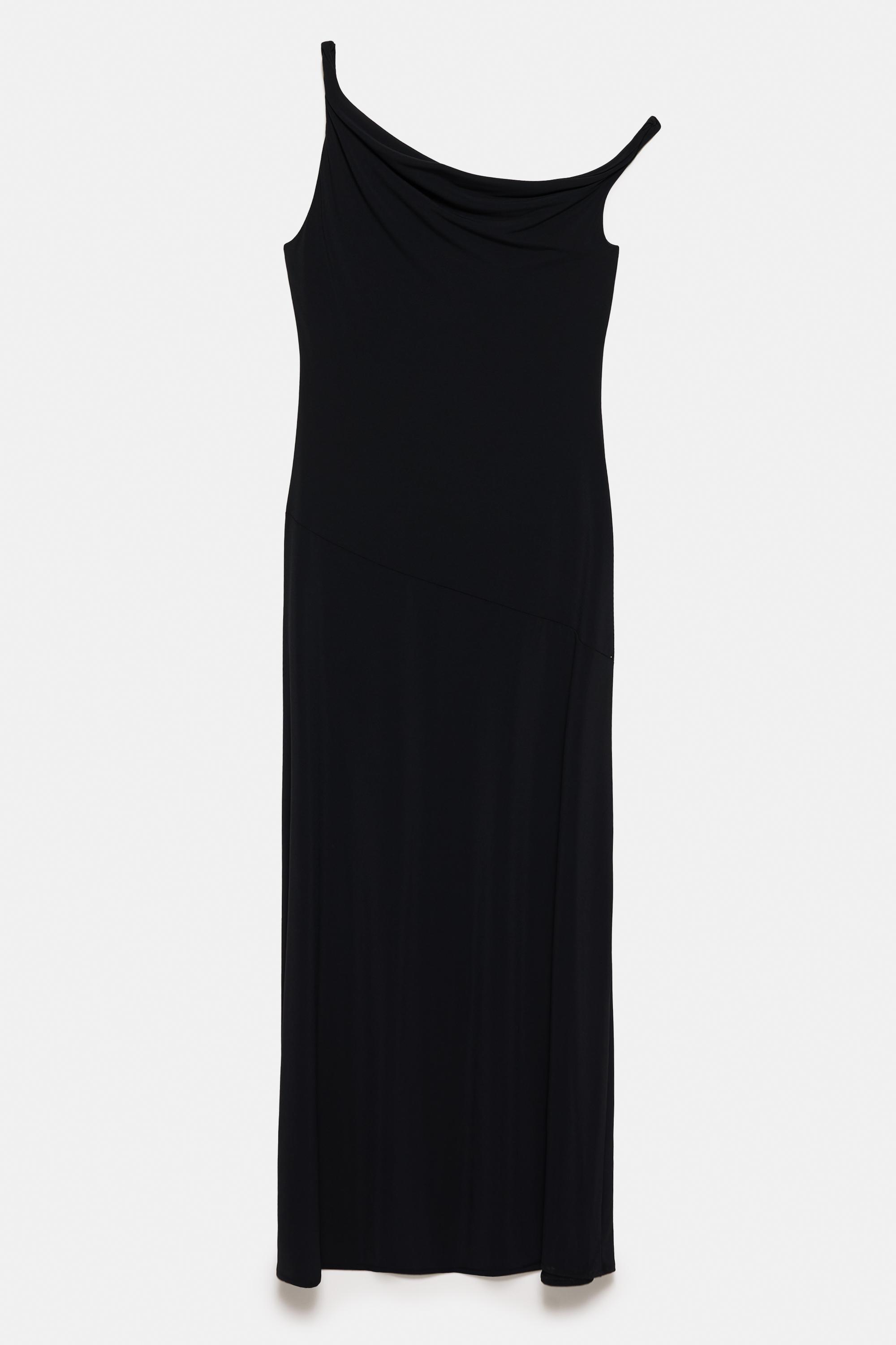Asymmetric midi dress — Black