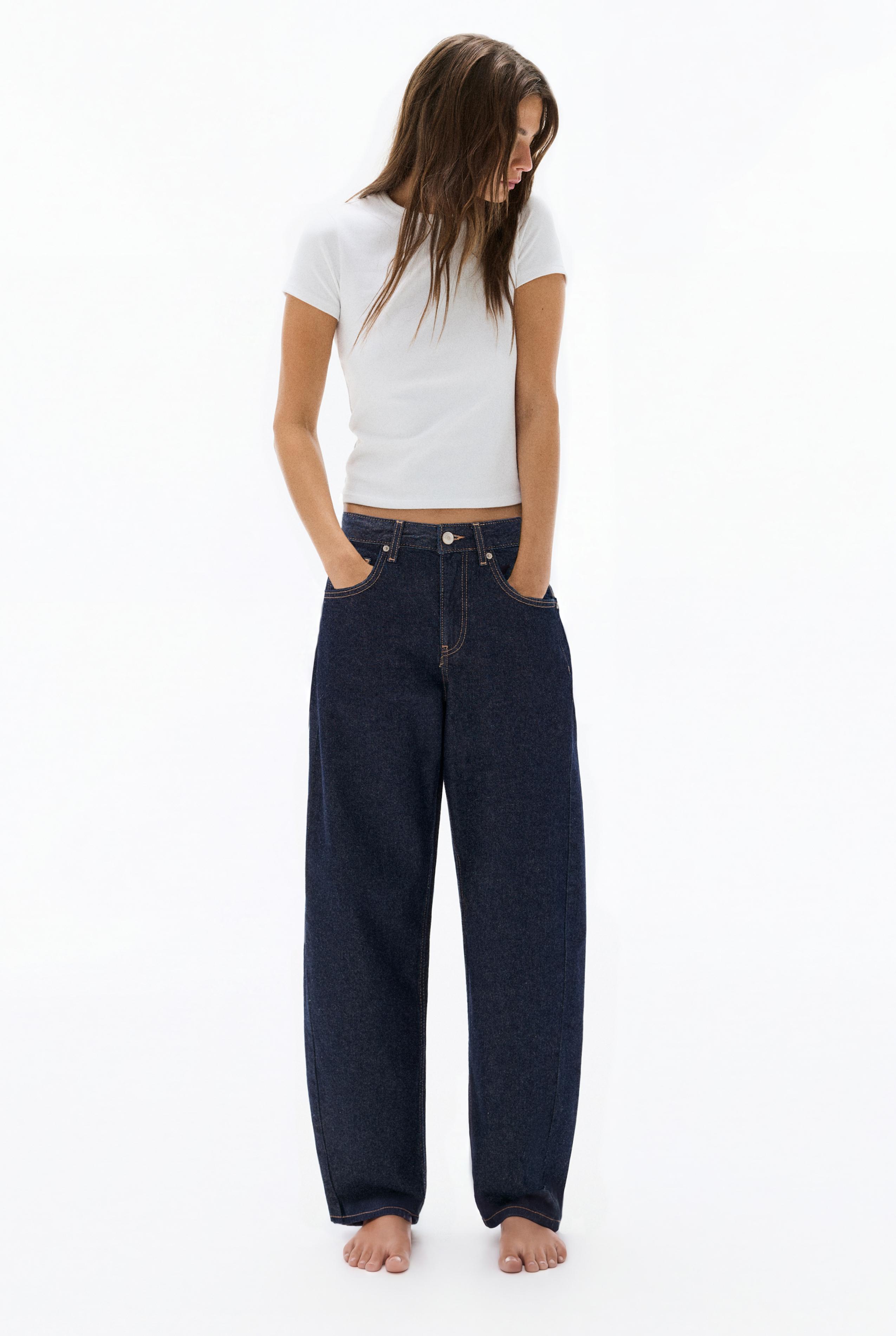 Low-rise barrel jeans — Navy