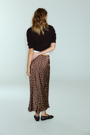 Satin drawstring midi skirt — Print 1 2