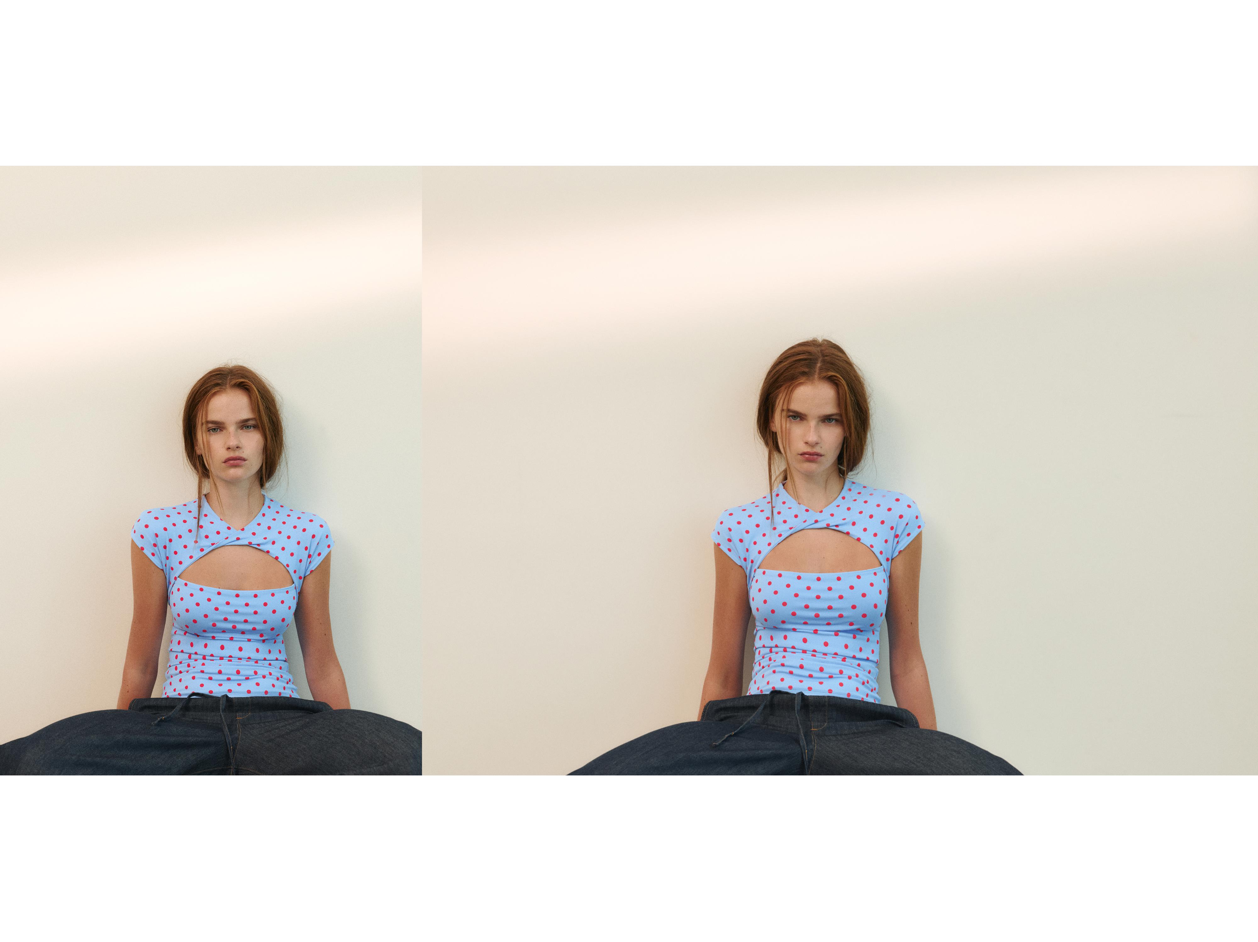 Cut-out T-shirt — Pastel blue