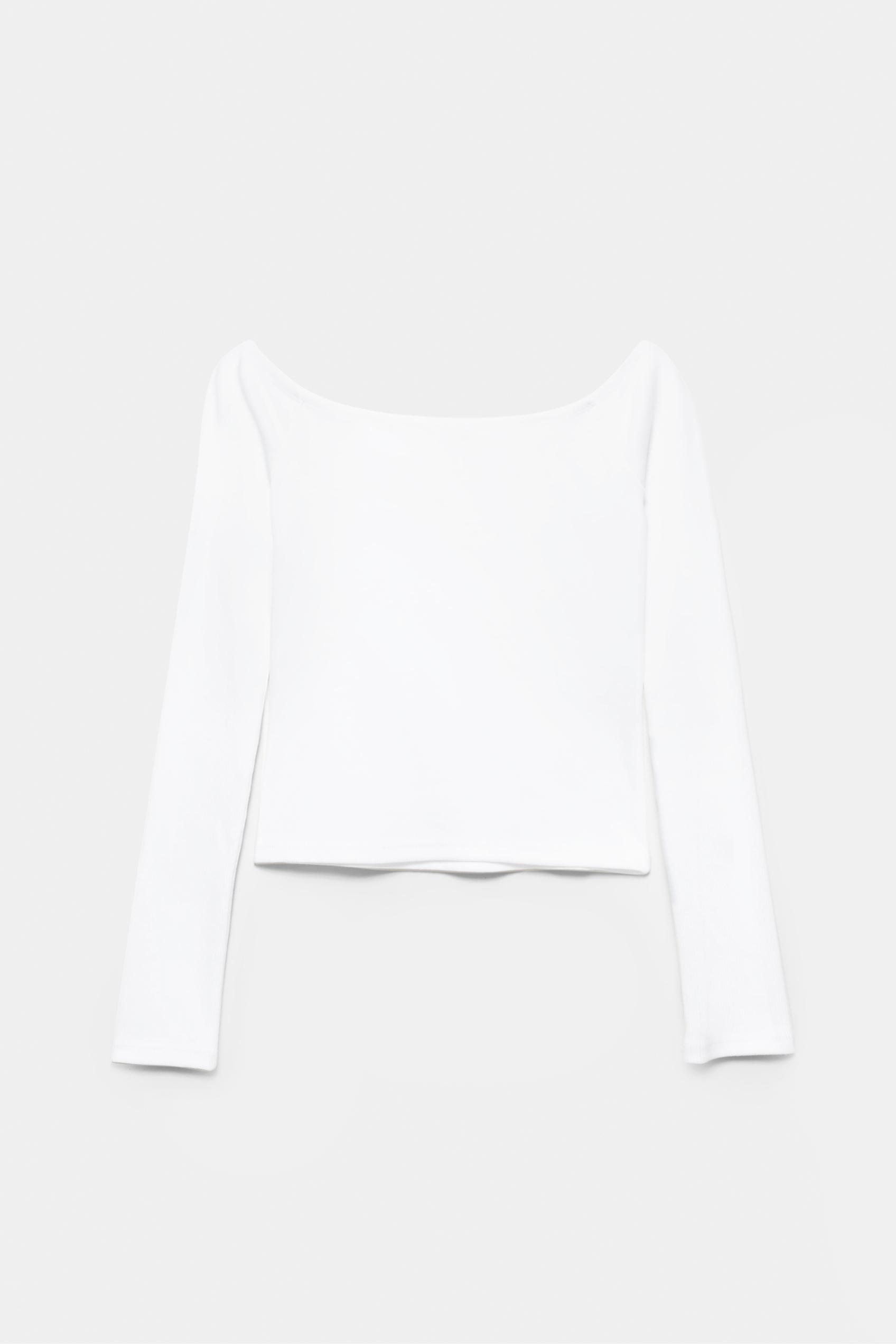 Ribbed round neck T-shirt — White